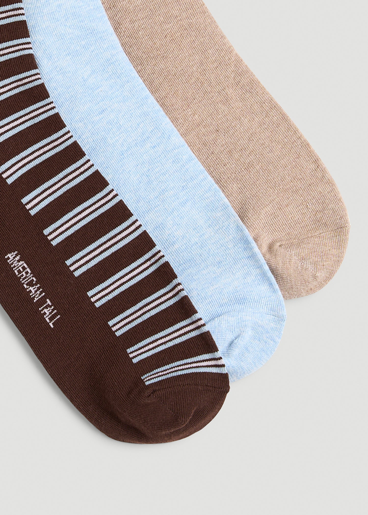 Dress Socks Size 14 to 17 (3-Pack) for Tall Men in Brown/Blue