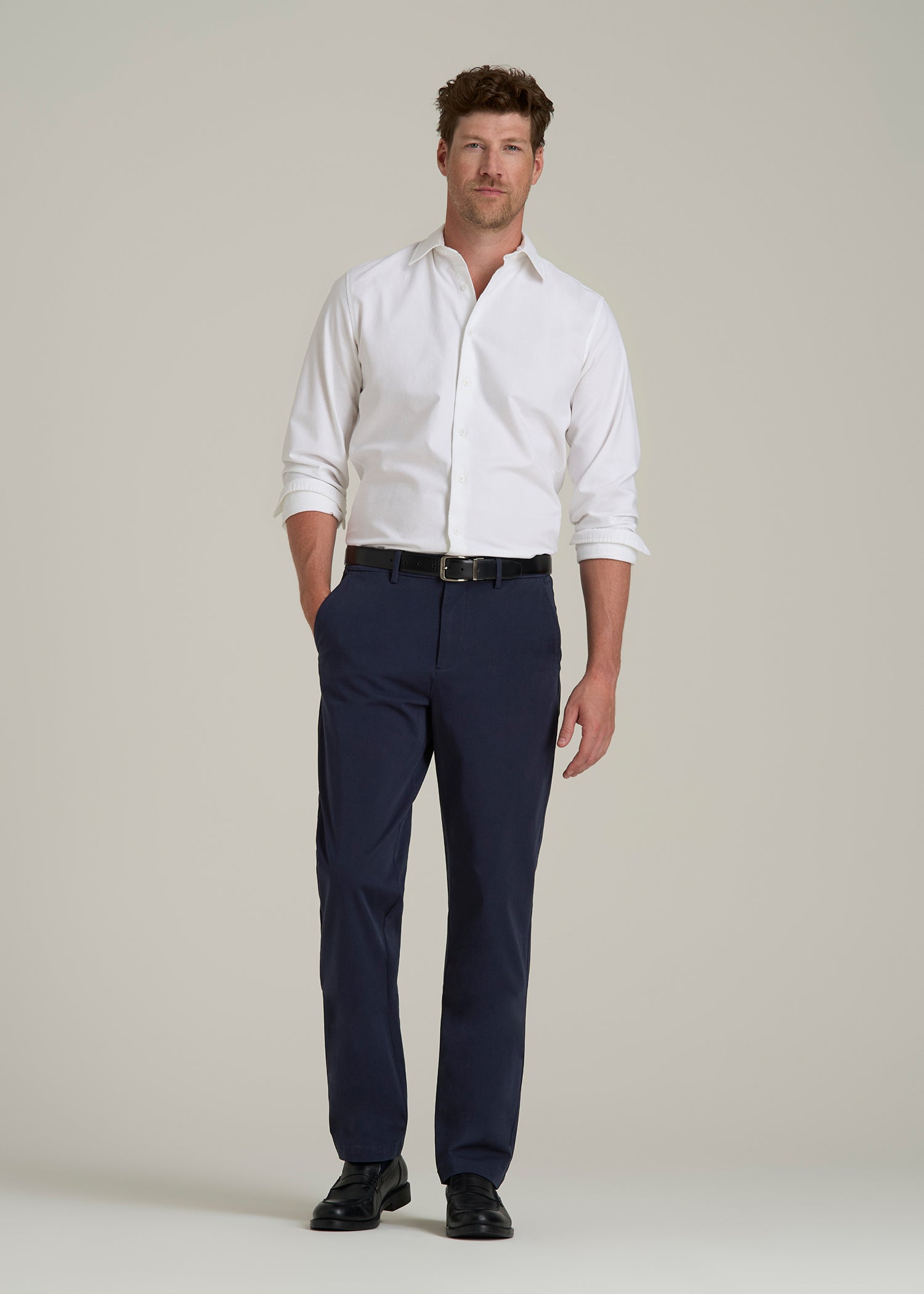4-Way Stretch Commuter Tapered Chino Pants for Tall Men in Patriot Blue