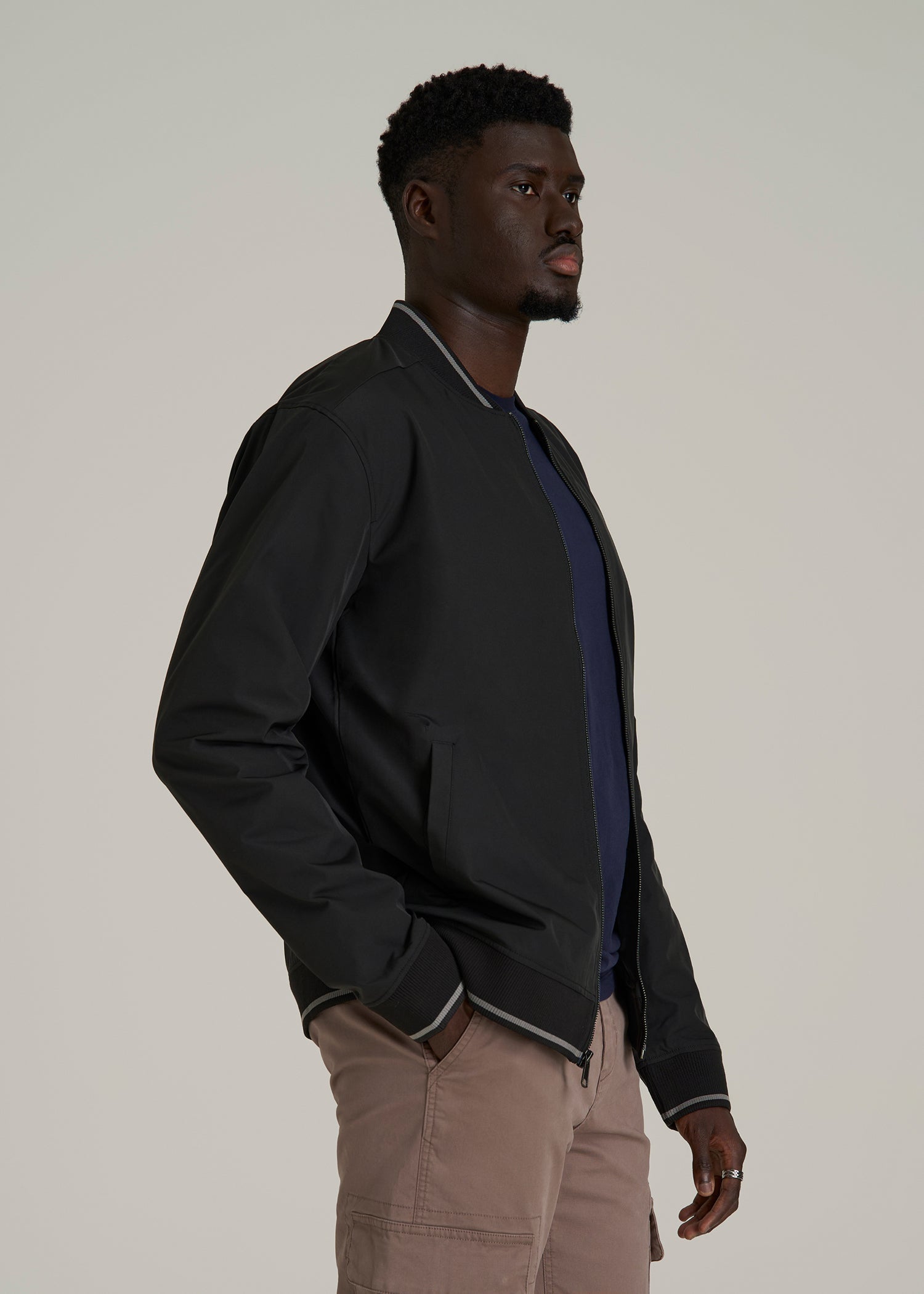 A.T. Bomber Jacket for Tall Men in Black