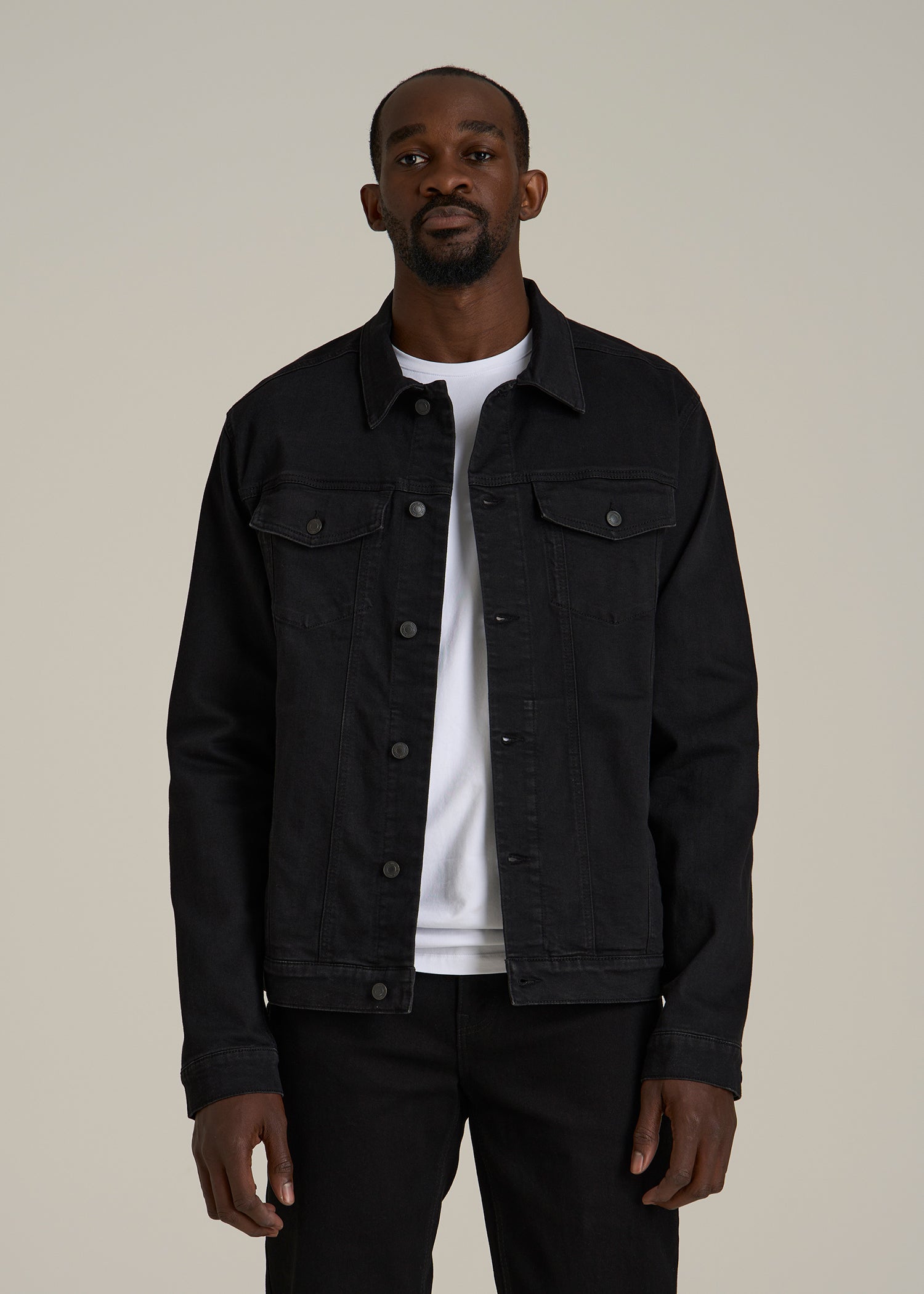 Classic Denim Jacket for Tall Men in Black