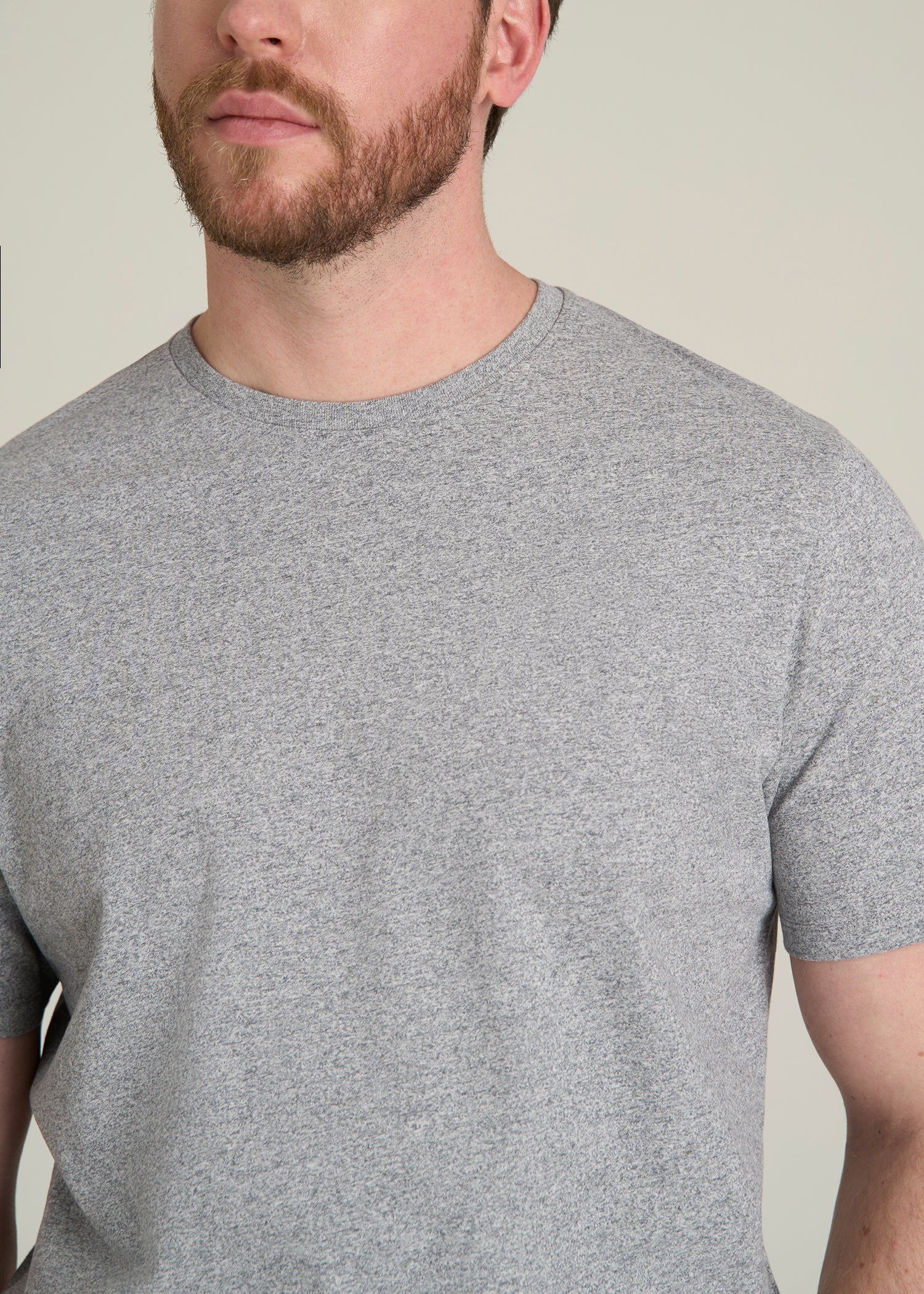 Core Cotton Crewneck Tee for Tall Men in Heathered Grey