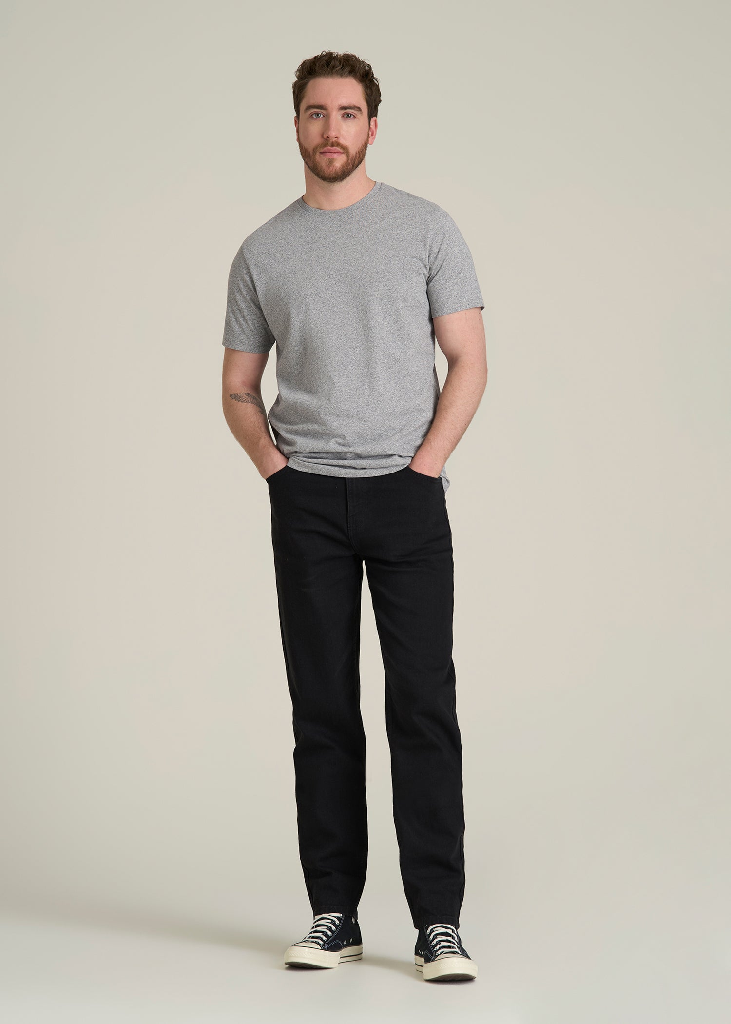 Core Cotton Crewneck Tee for Tall Men in Heathered Grey