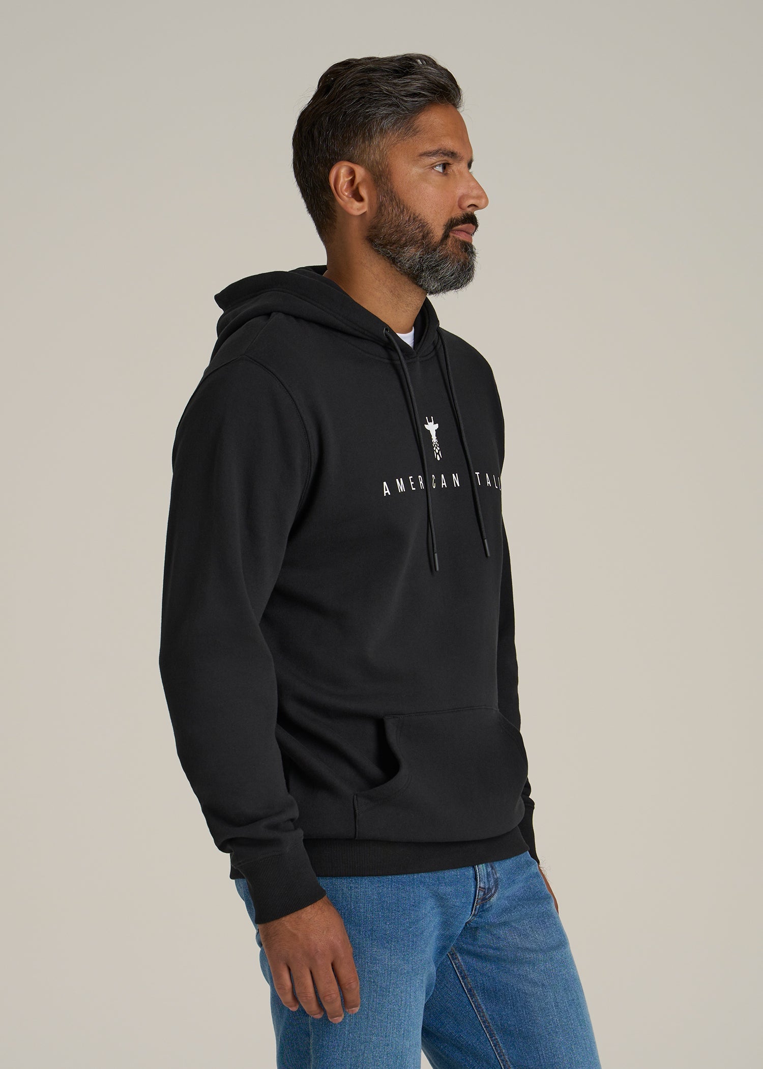 Logo Hoodie for Tall Men in Black