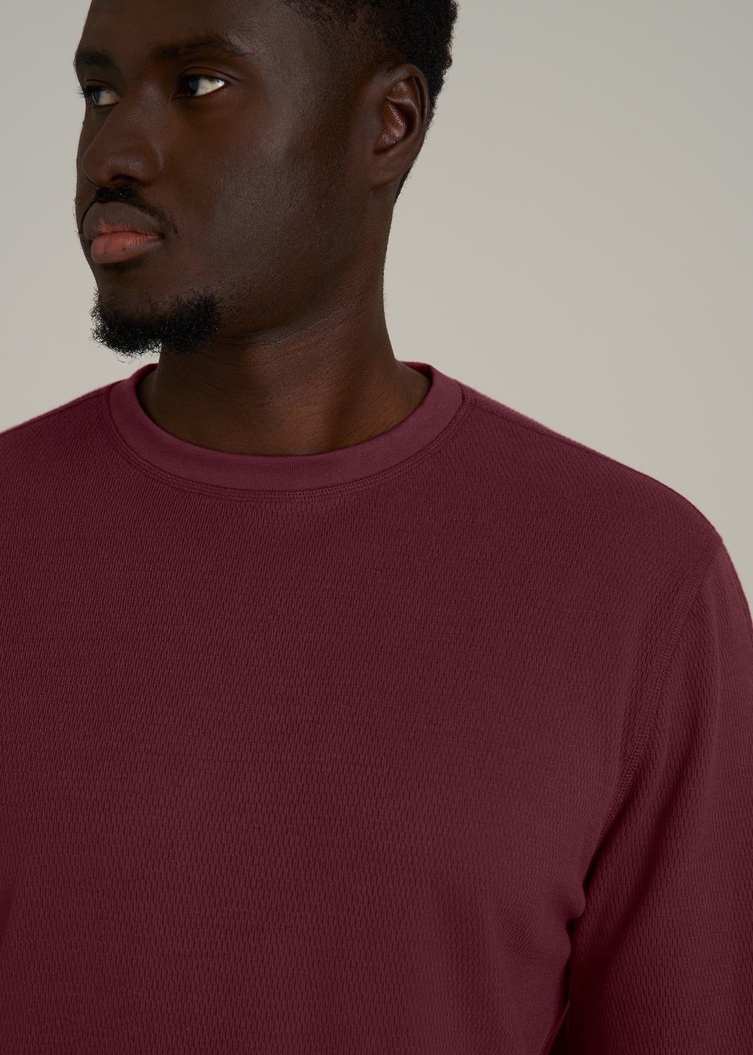 Double Honeycomb Thermal Crewneck for Tall Men in Tawny Port