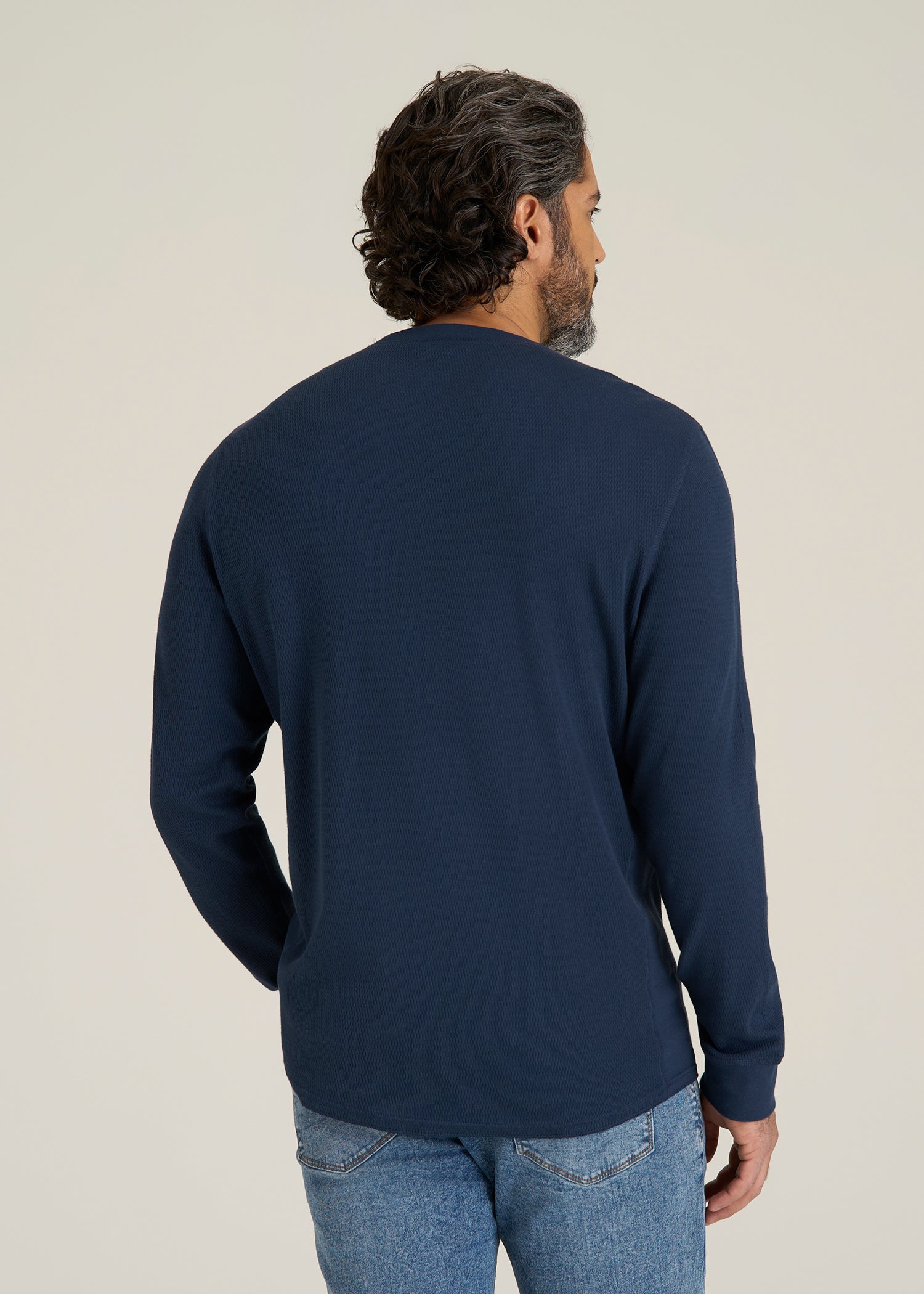 Double Honeycomb Thermal Crewneck for Tall Men in True Navy