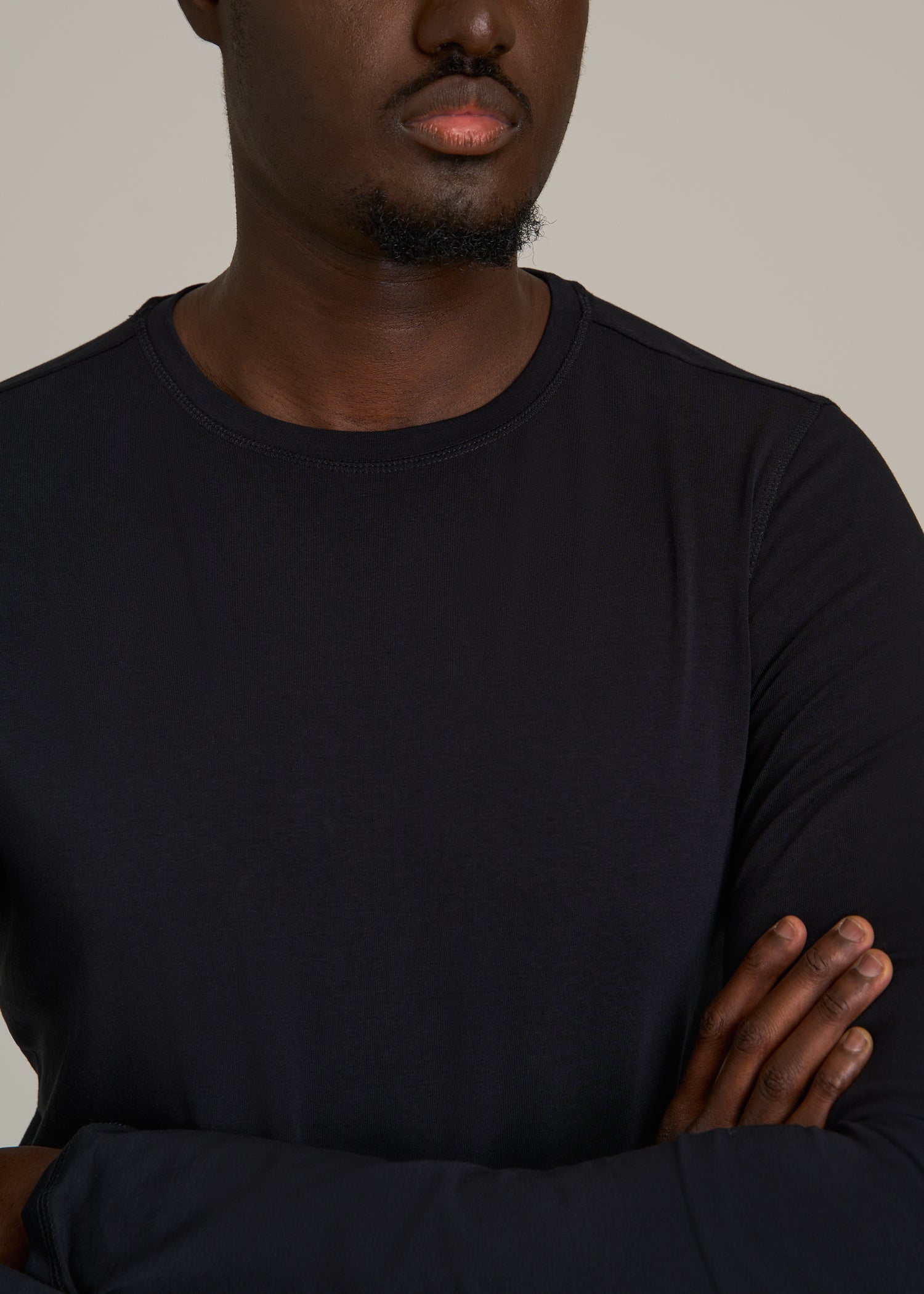 The Essential Slim Fit Long Sleeve Tee for Tall Men in Black