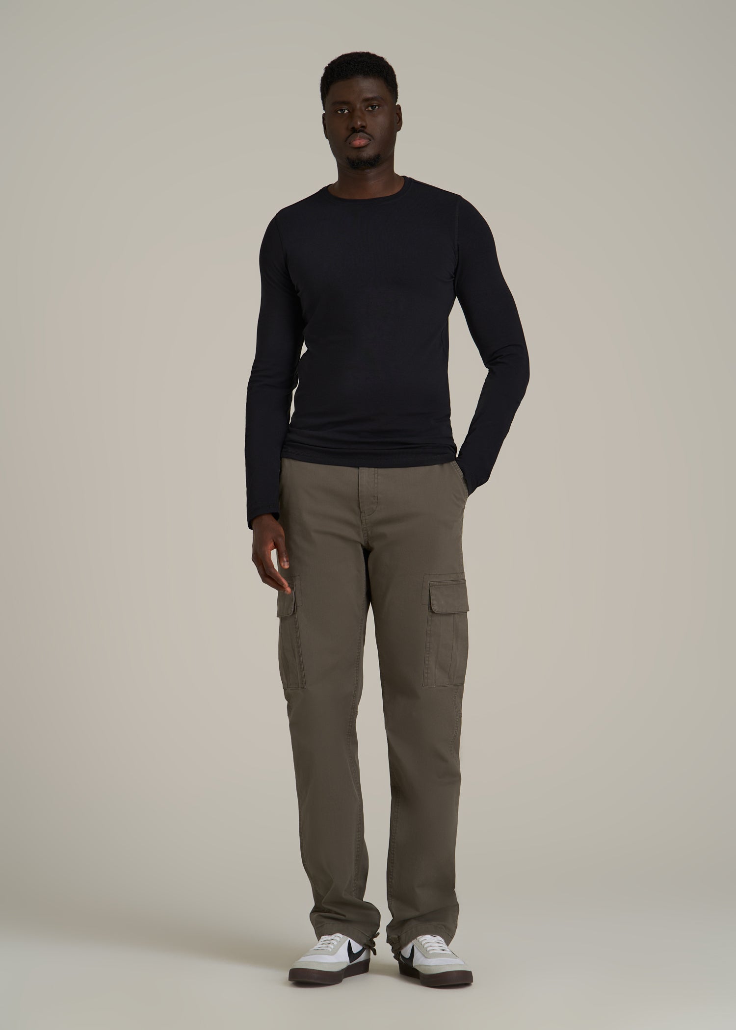 The Essential Slim Fit Long Sleeve Tee for Tall Men in Black