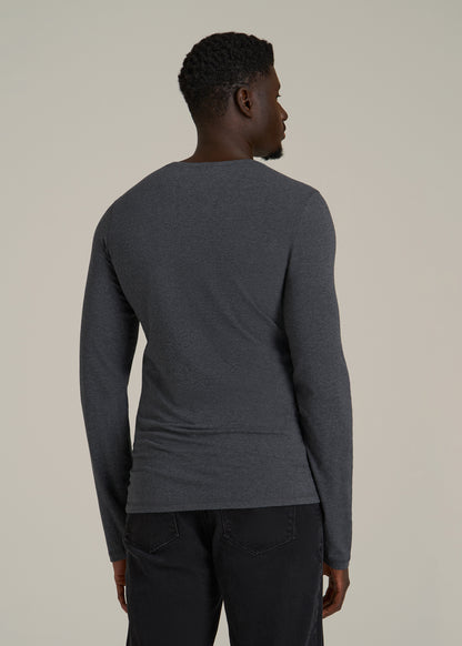 The Essential Slim Fit Long Sleeve Tee for Tall Men in Charcoal Mix