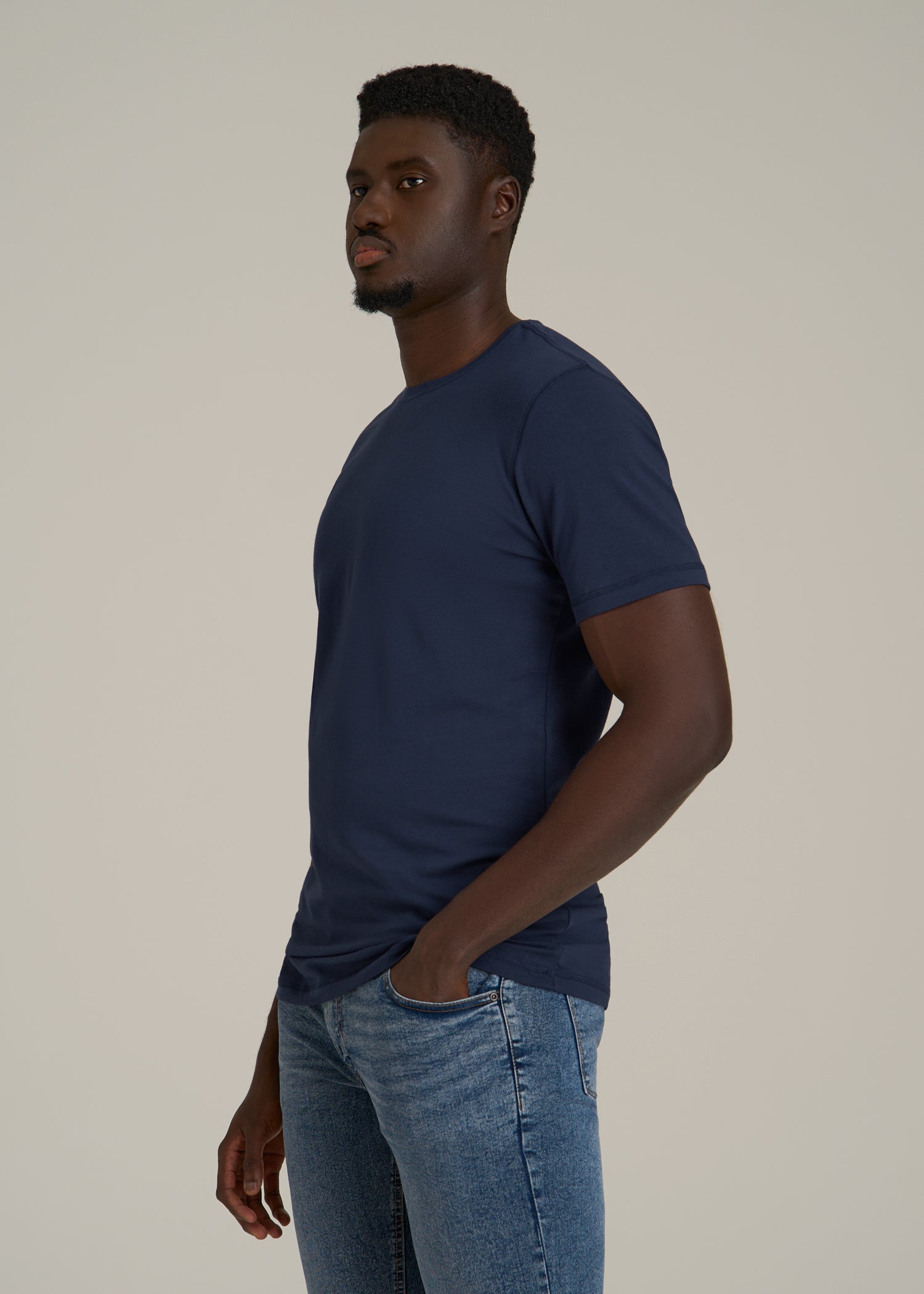 The Essential Slim Fit Crewneck Tee for Tall Men in Navy