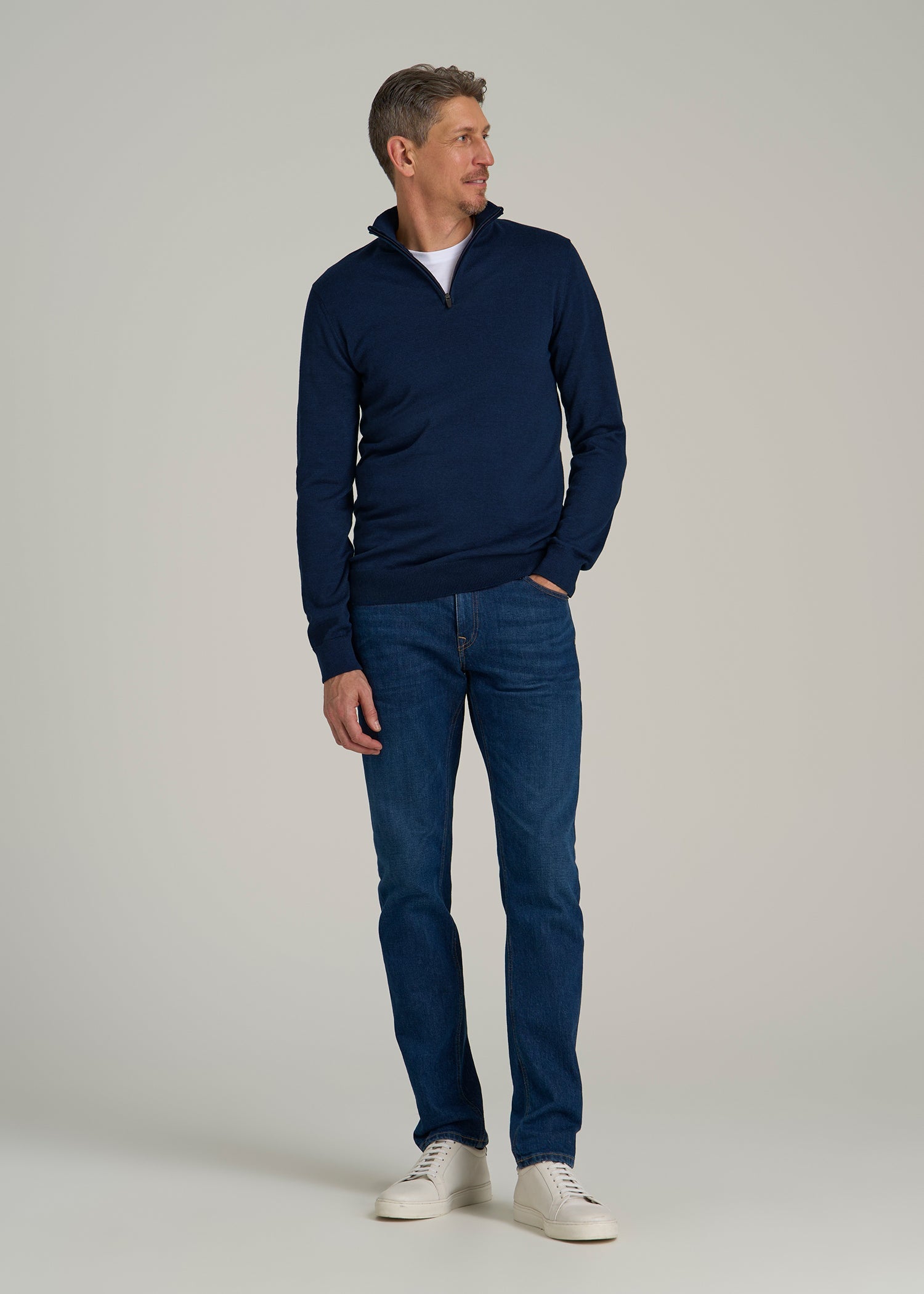 Everyday Quarter-Zip Sweater for Tall Men in Patriot Blue