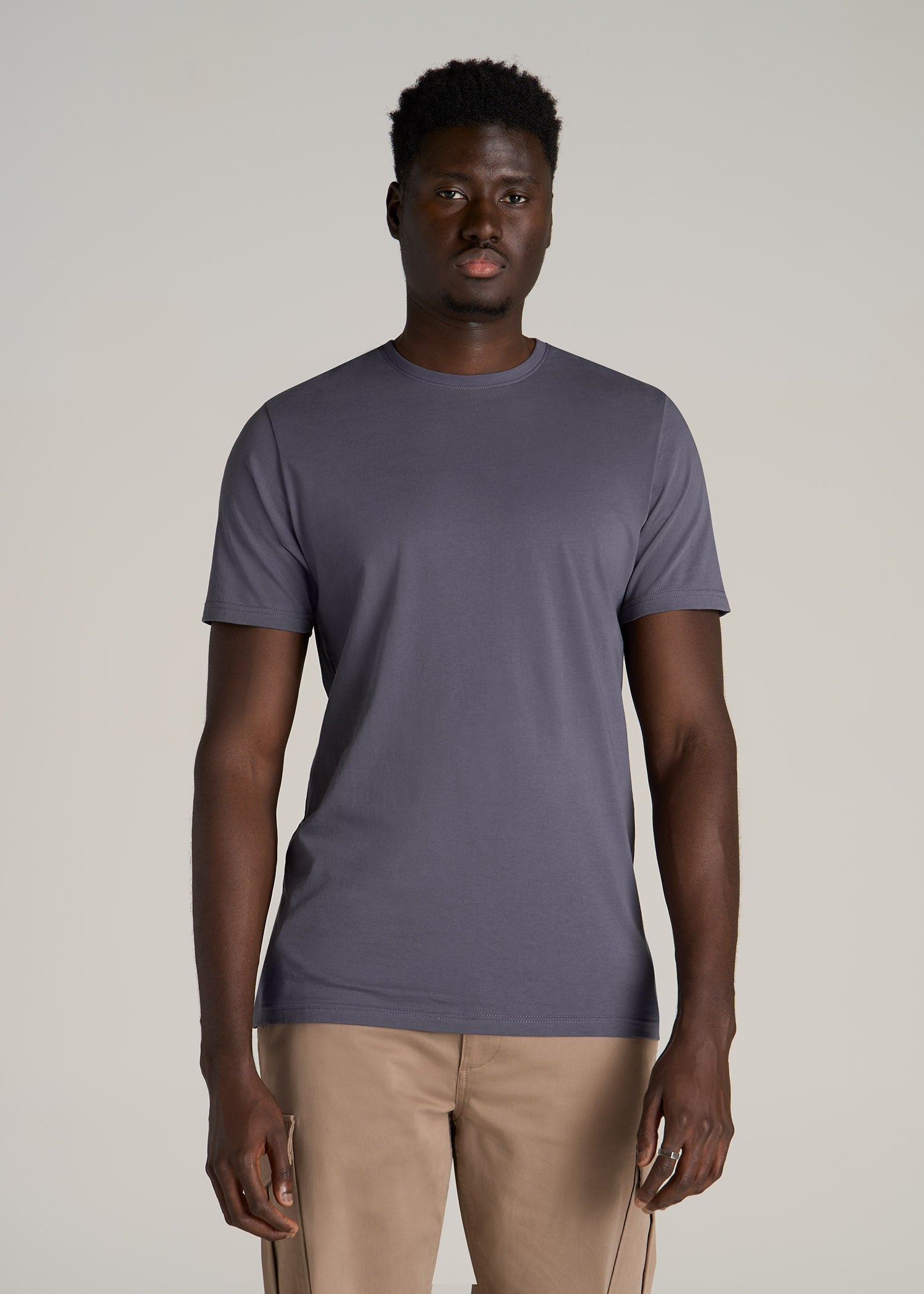 The Everyday Regular Fit Crewneck T-Shirt for Tall Men in Grey Blue