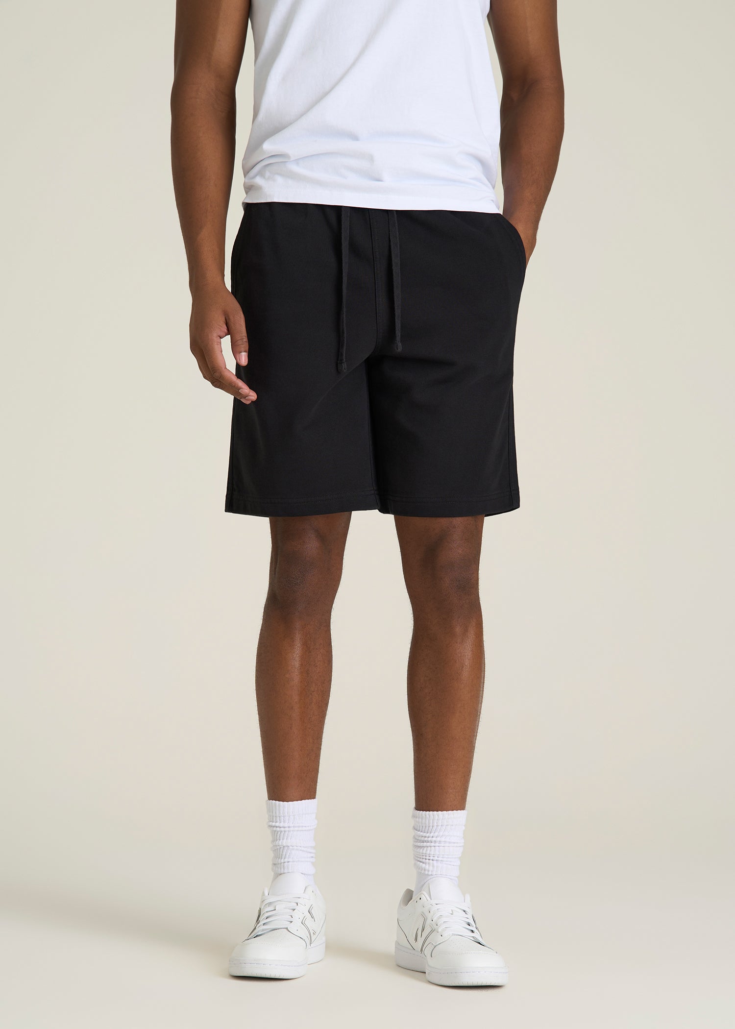 Everyday French Terry Shorts for Tall Men in Black