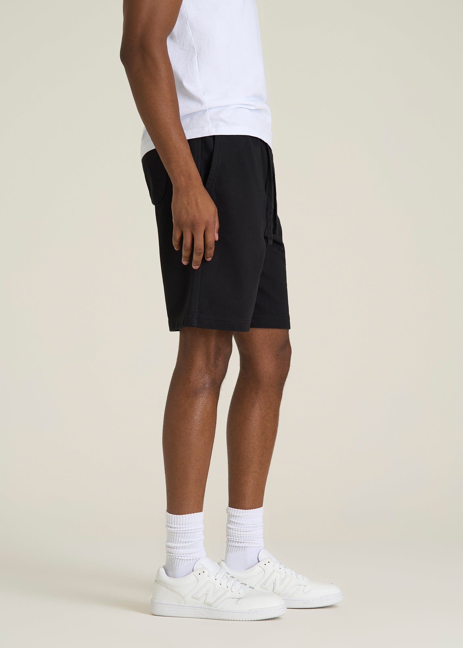 Everyday French Terry Shorts for Tall Men in Black