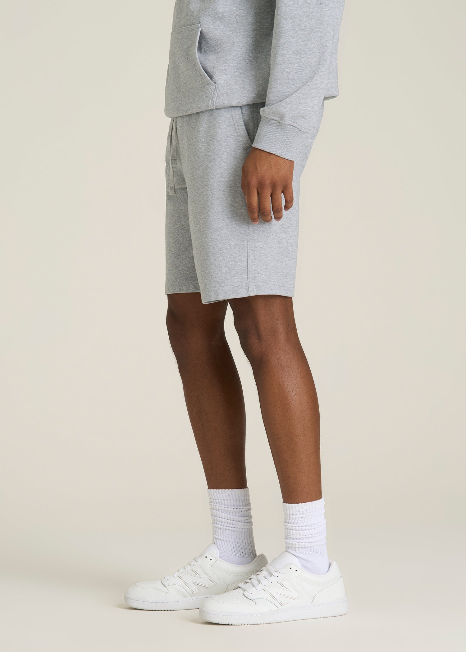 Everyday French Terry Shorts for Tall Men in Grey Mix
