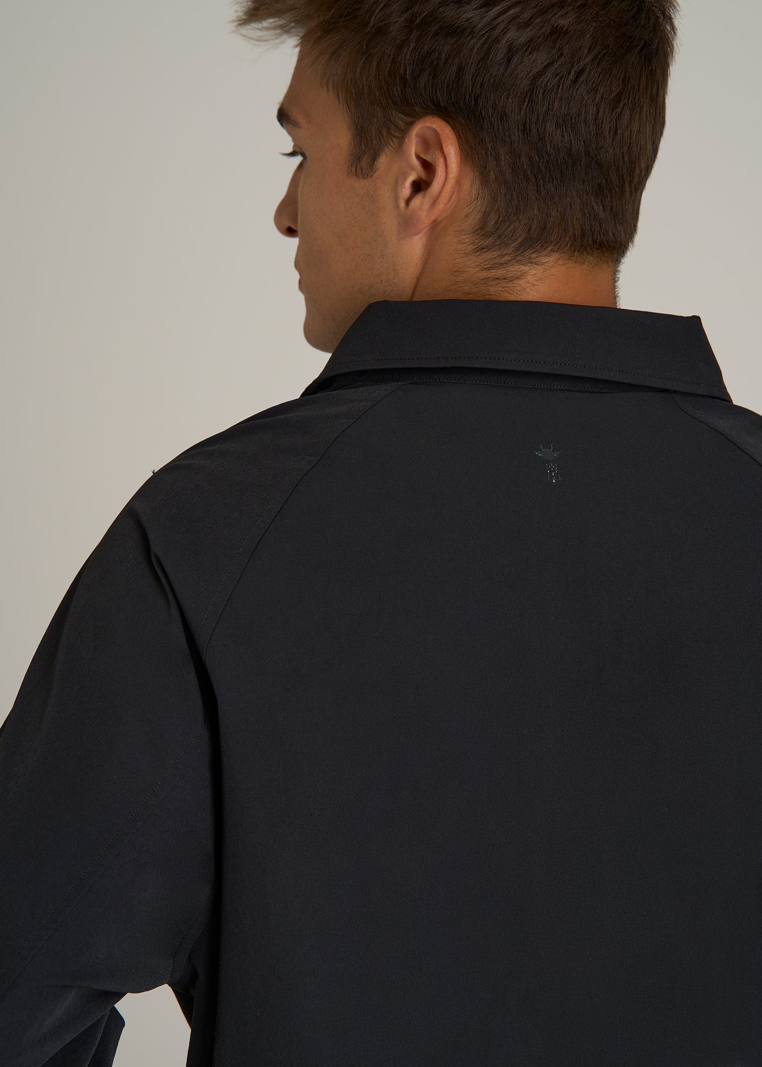 Flex Nylon Collared Jacket for Tall Men in Black