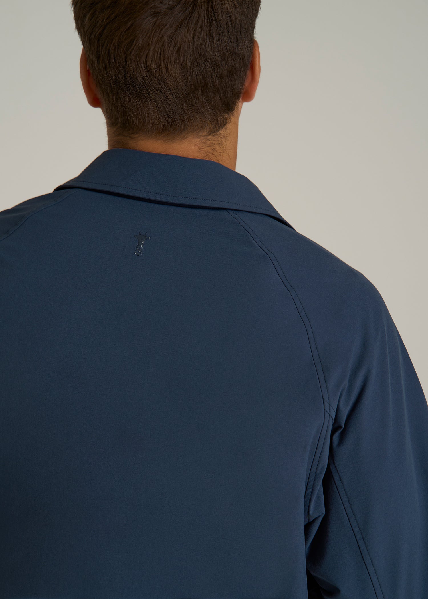 Flex Nylon Collared Jacket for Tall Men in Navy Blue