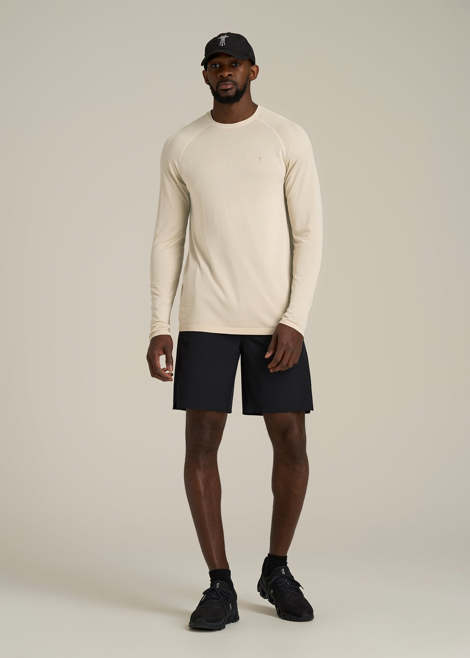 Long Sleeve Vented Training Top for Tall Men in Vanilla Latte