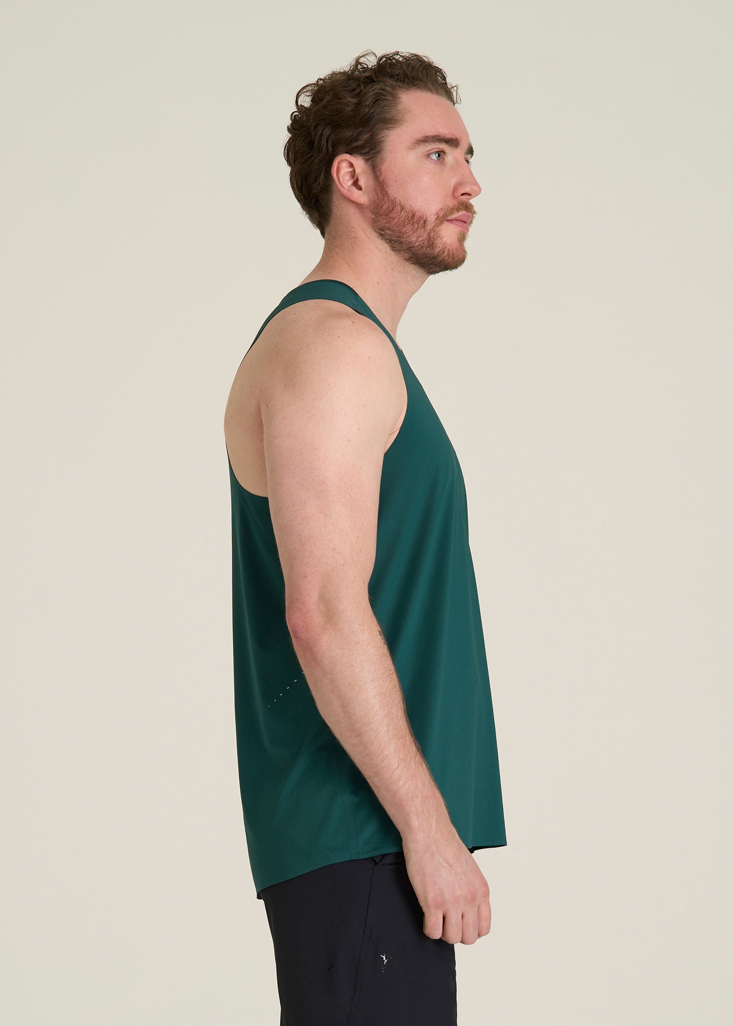 Perforated Training Singlet for Tall Men in Deep Teal