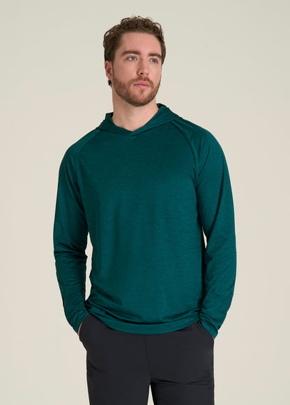 A.T. Performance Training Hoodie for Tall Men in Deep Teal Space Dye