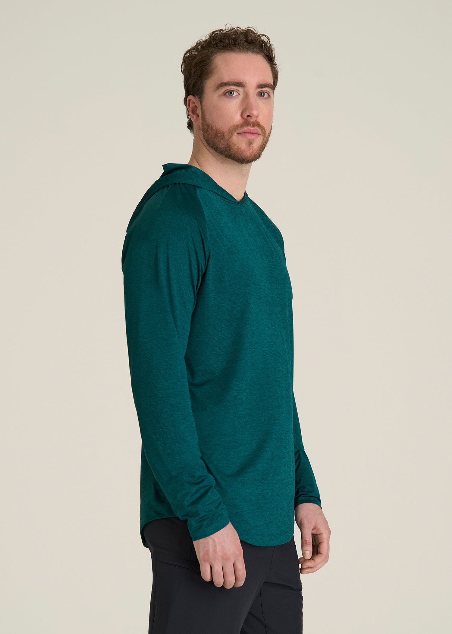 A.T. Performance Training Hoodie for Tall Men in Deep Teal Space Dye