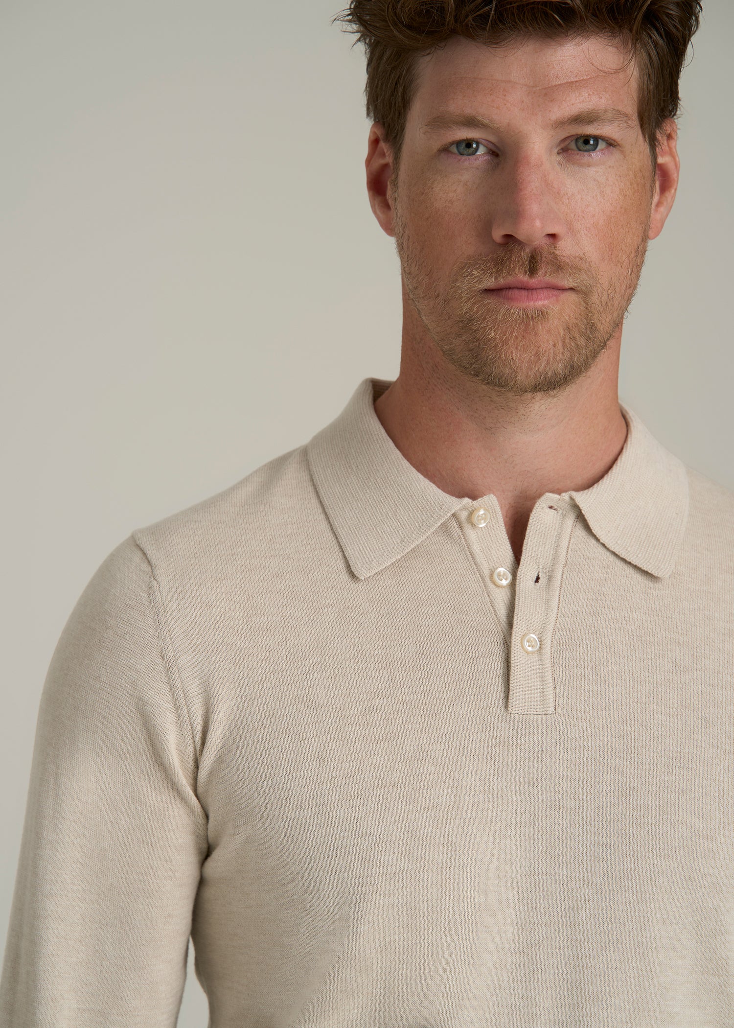 Polo Sweater for Tall Men in Vanilla Latte Mix