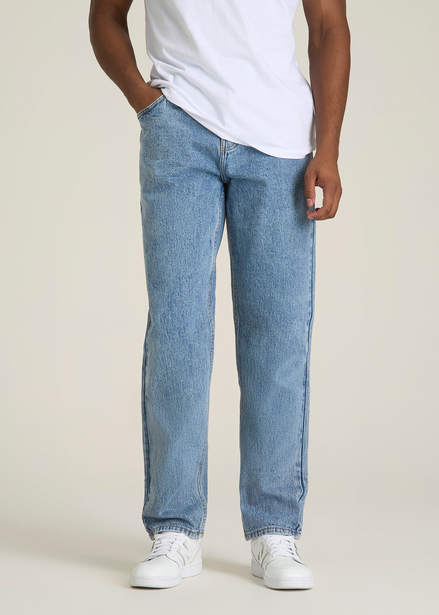 MILO Relaxed Tapered Fit Jeans for Tall Men in Perfect Blue