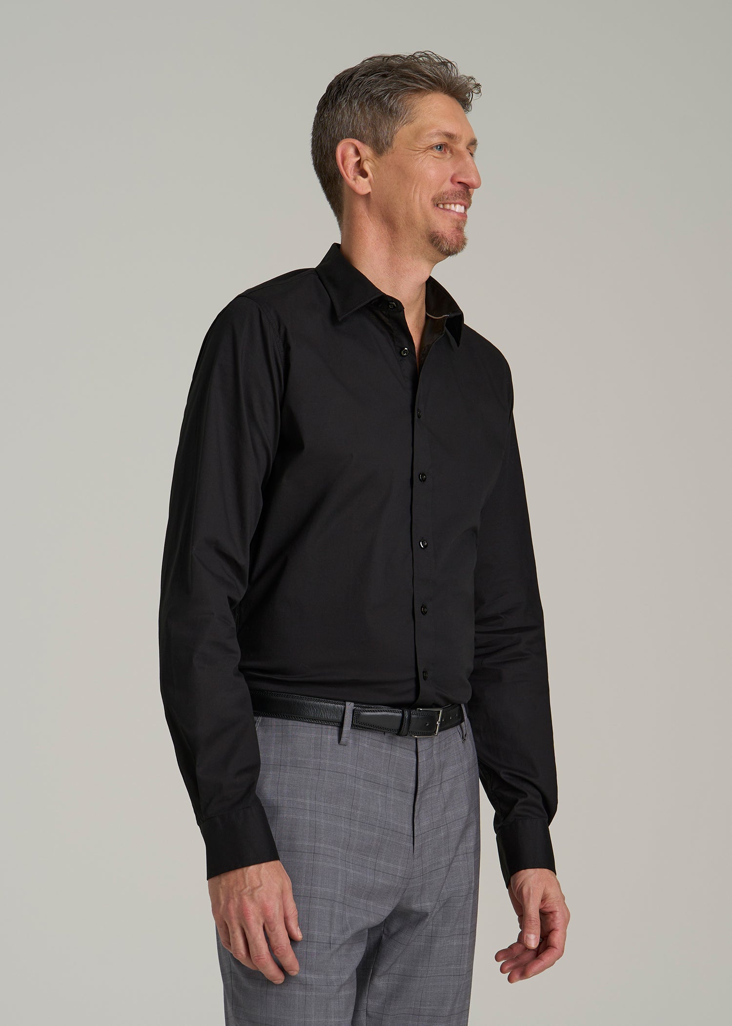Oskar Button-Up Dress Shirt for Tall Men in Black