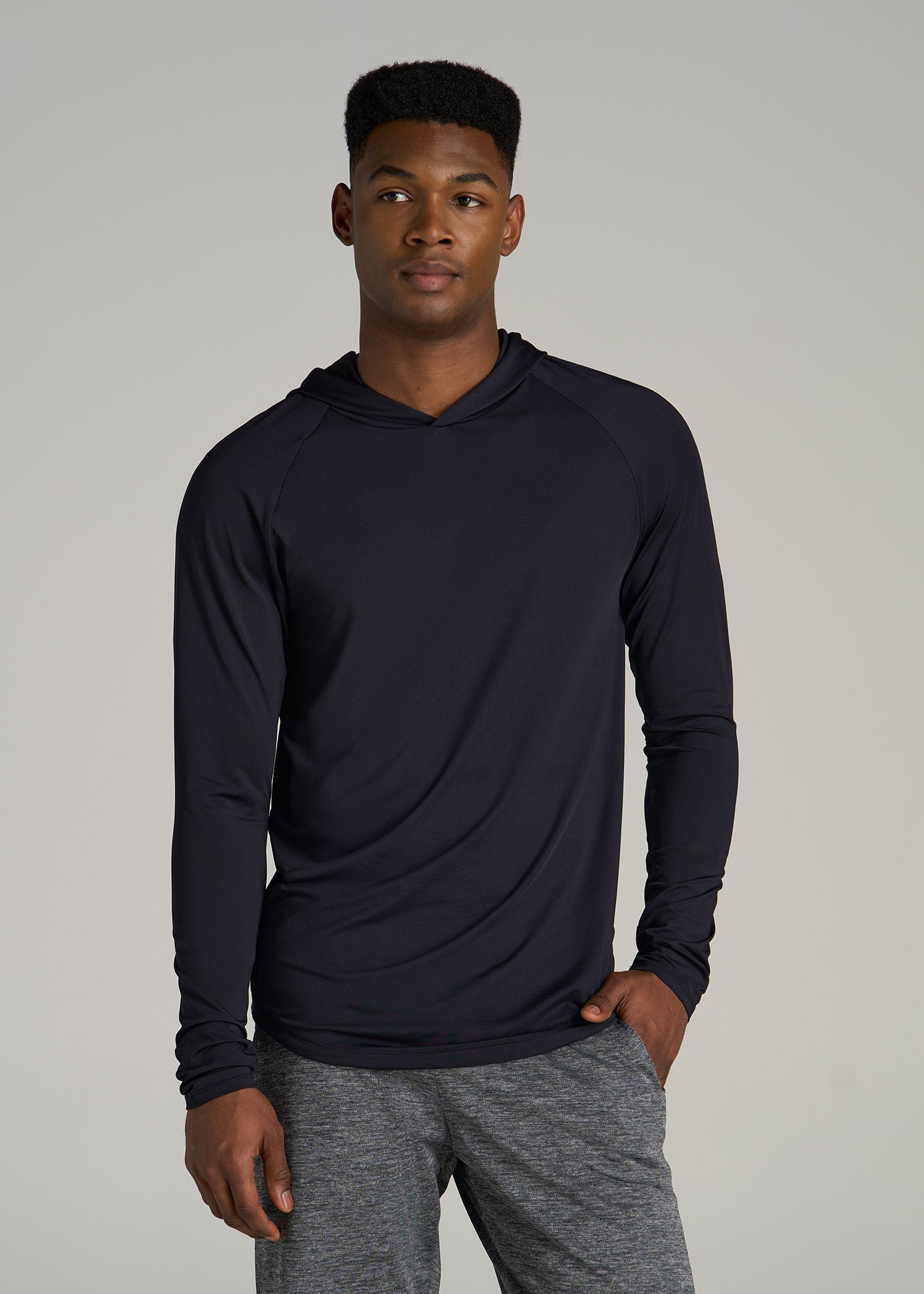 A.T. Performance Training Hoodie for Tall Men in Black