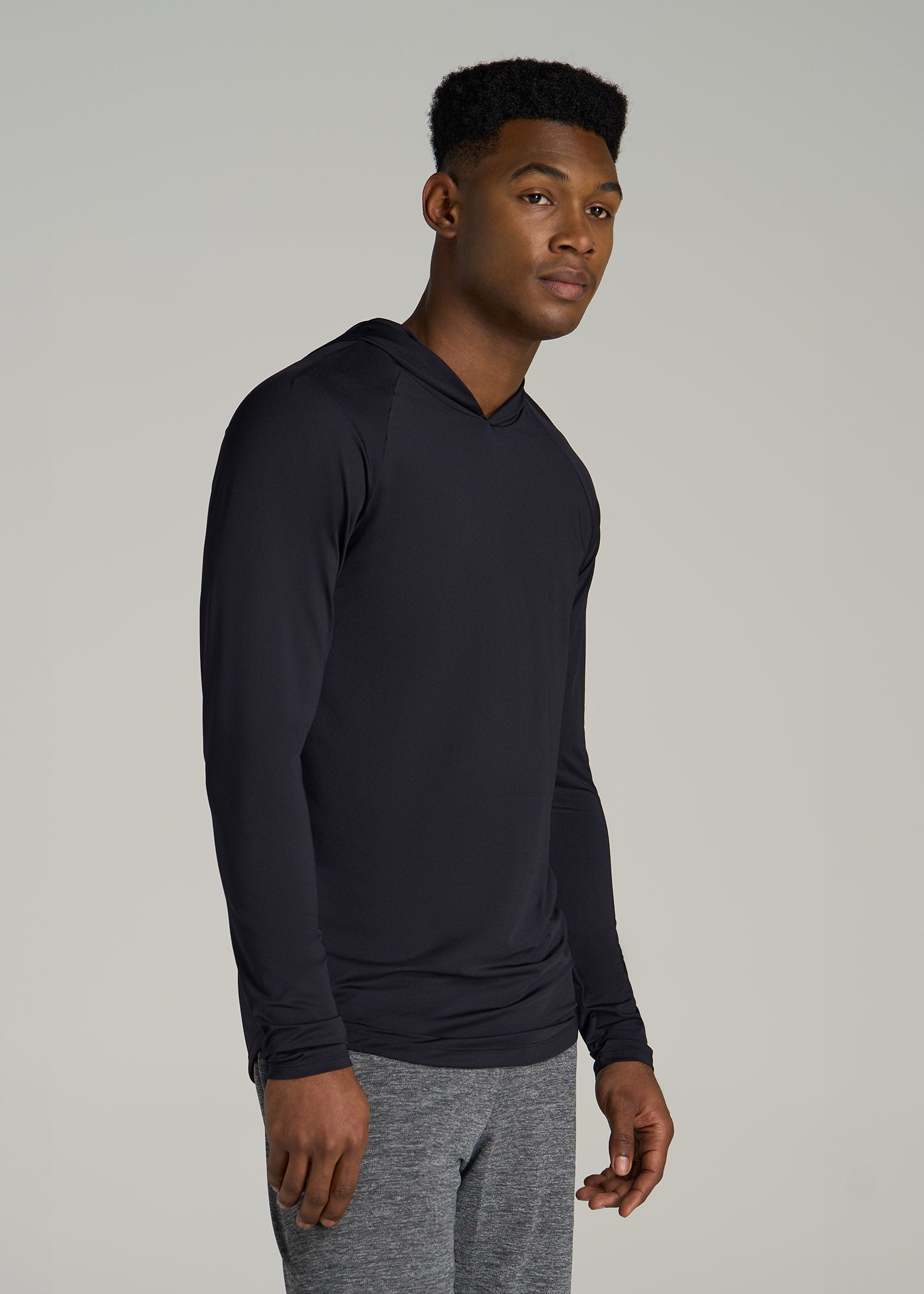 A.T. Performance Training Hoodie for Tall Men in Black