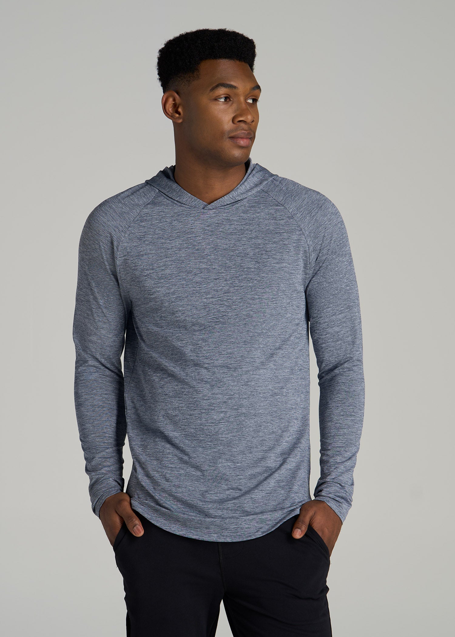 A.T. Performance Training Hoodie for Tall Men in Navy Space Dye
