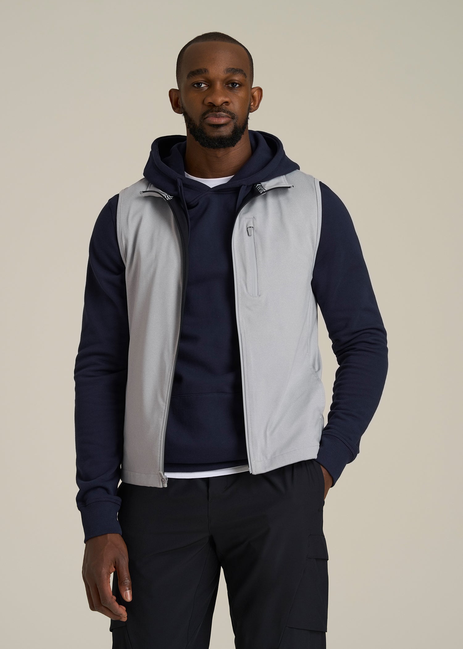 Performance Vest for Tall Men in Light Grey Mix