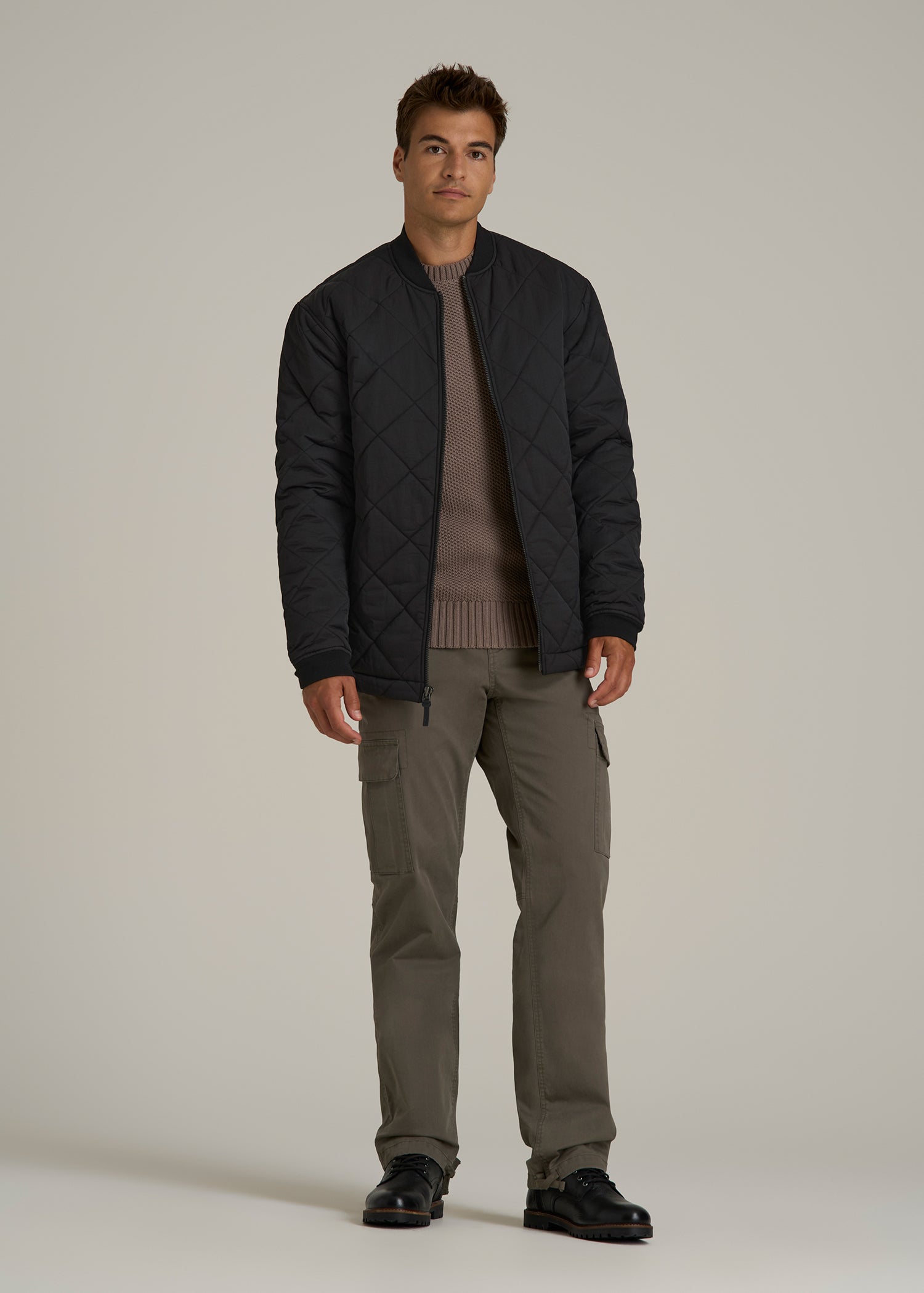 Quilted Jacket for Tall Men in Black