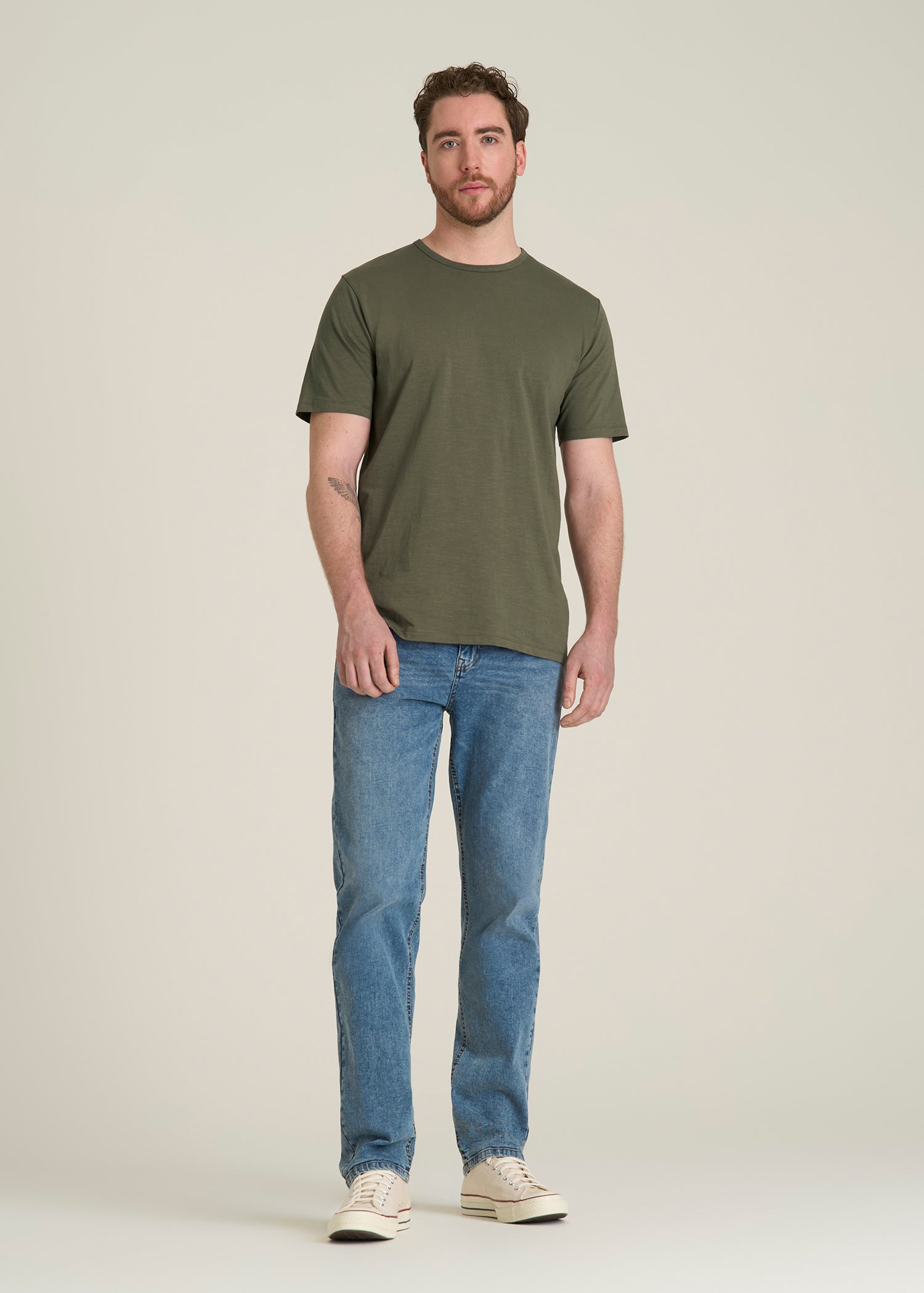 REGULAR-FIT Slub Tee for Tall Men in Olive