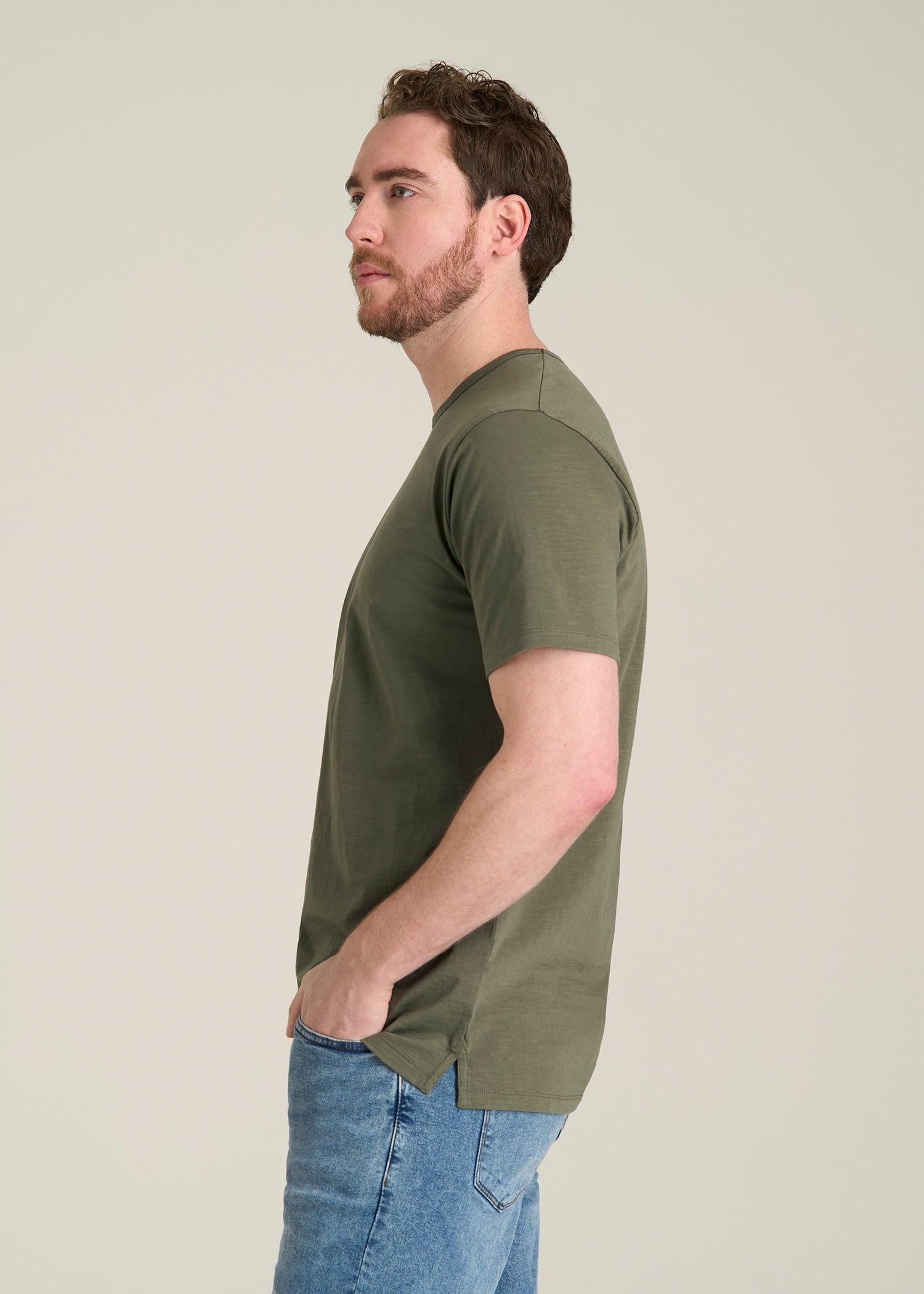 REGULAR-FIT Slub Tee for Tall Men in Olive