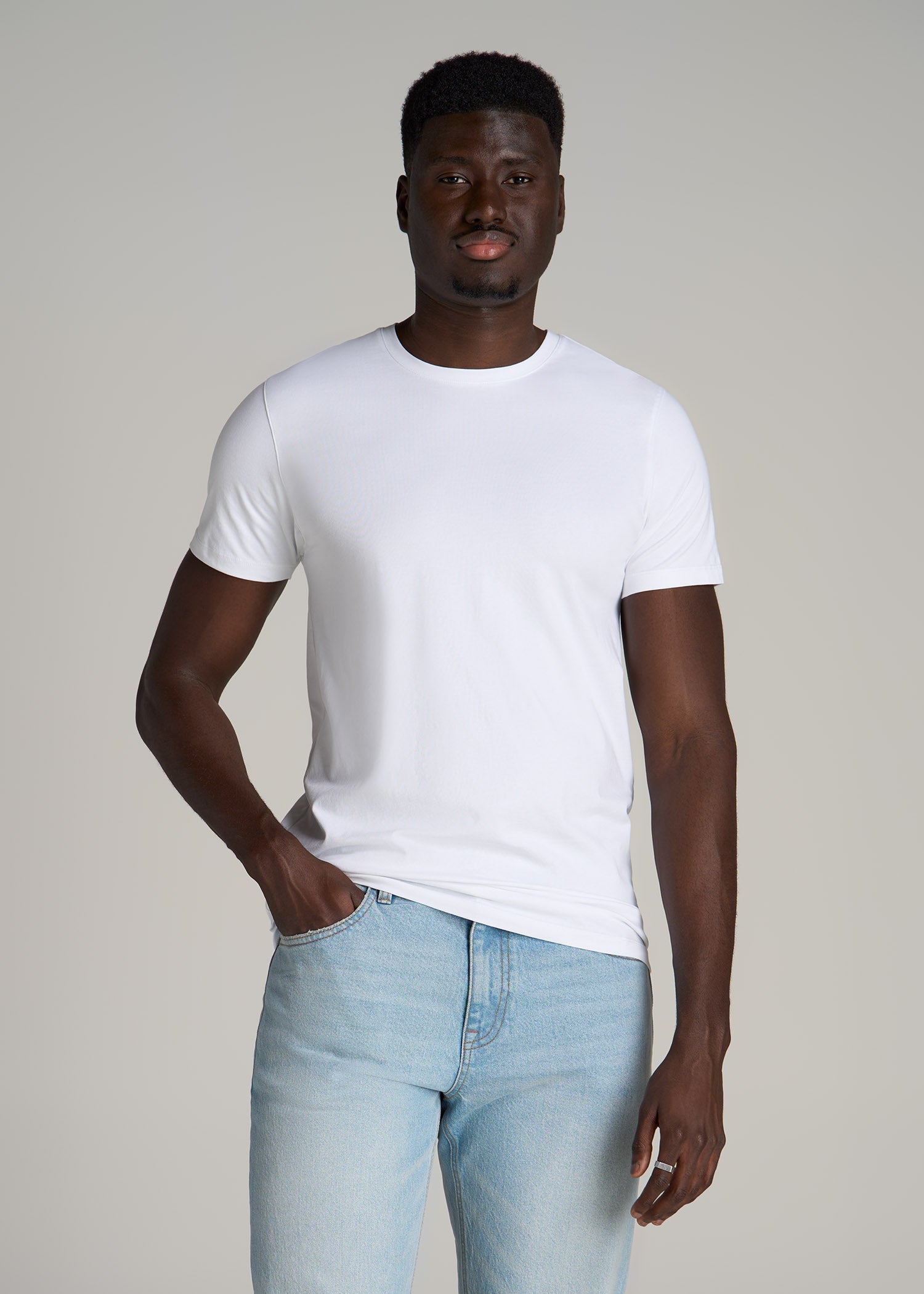 The Essential Modern Fit Crewneck Tee for Tall Men in White