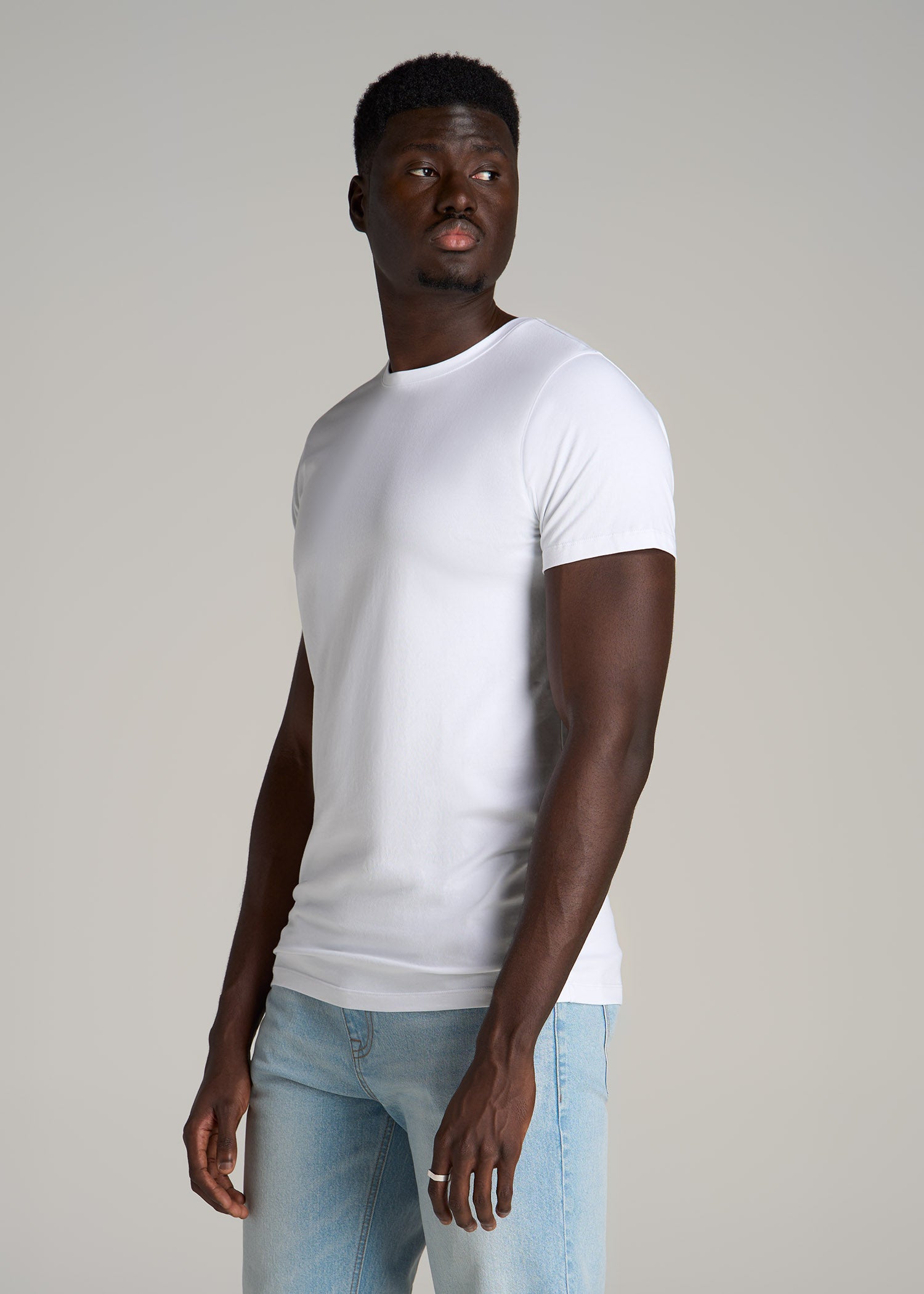 The Essential Modern Fit Crewneck Tee for Tall Men in White