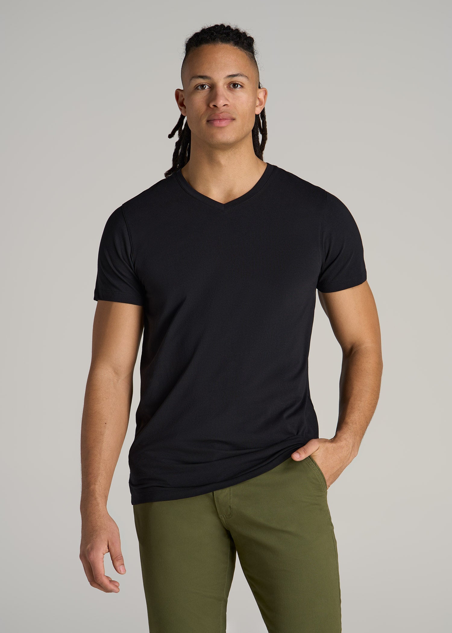 The Essential Modern Fit V-Neck Tee for Tall Men in Black