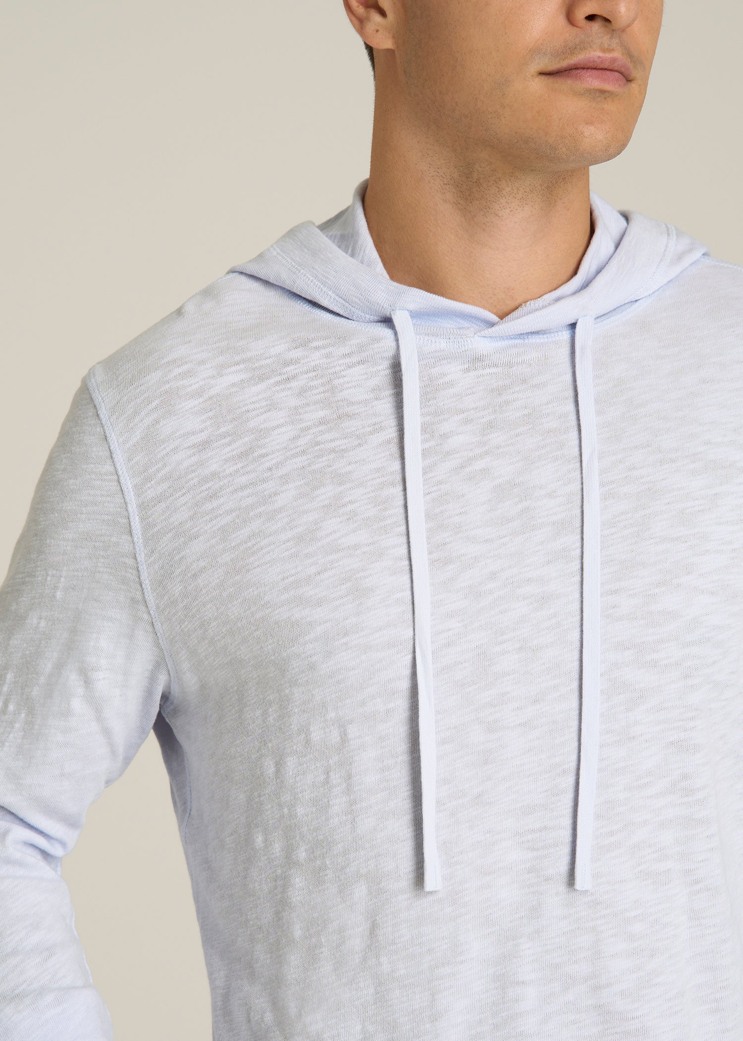 Sunwashed Slub Pullover Hoodie for Tall Men in Airy Blue