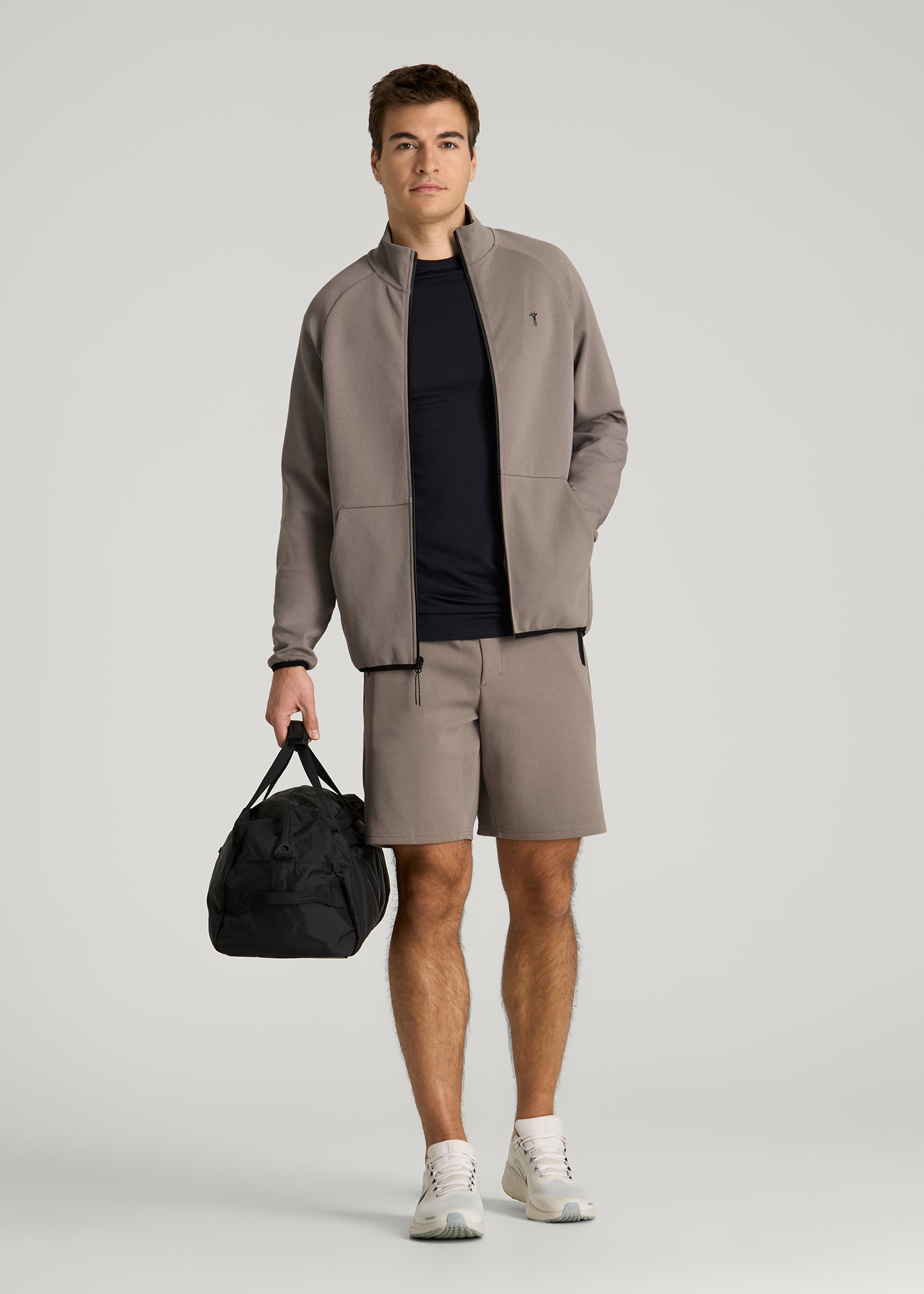 Tech Motion Fleece Full-Zip Sweatshirt for Tall Men in Portobello