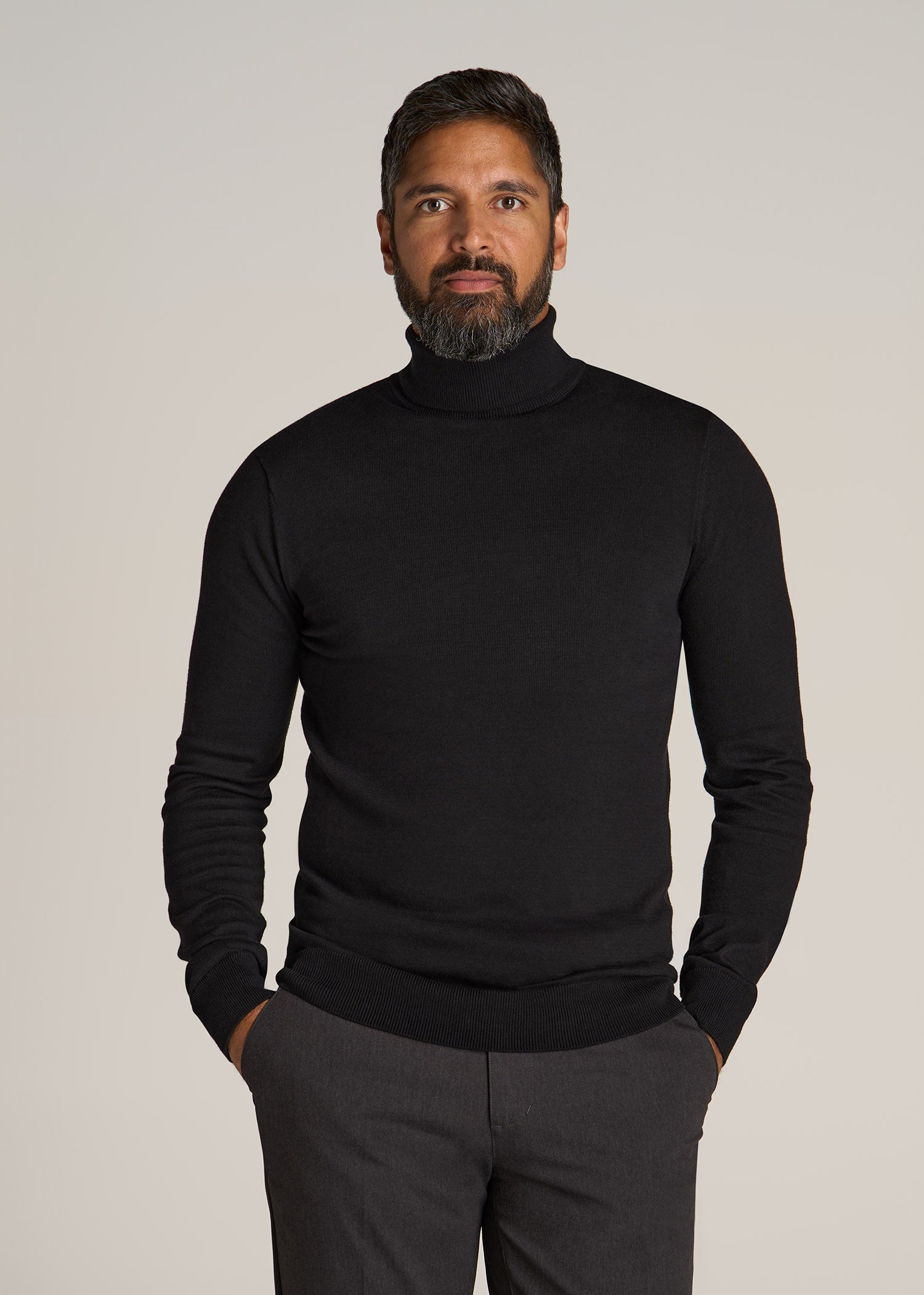 Turtleneck Sweater for Tall Men in Black