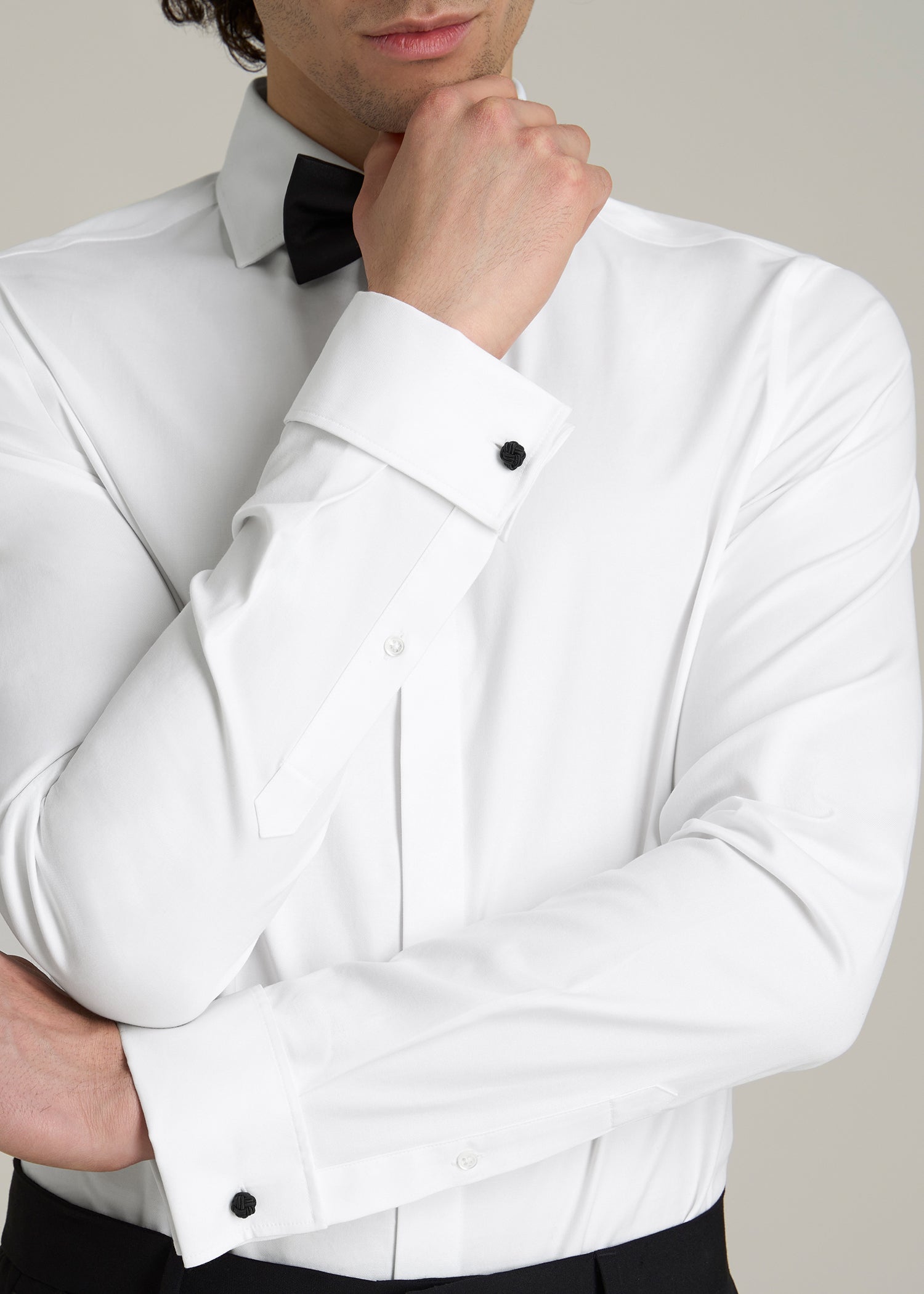 Tuxedo Shirt for Tall Men in White