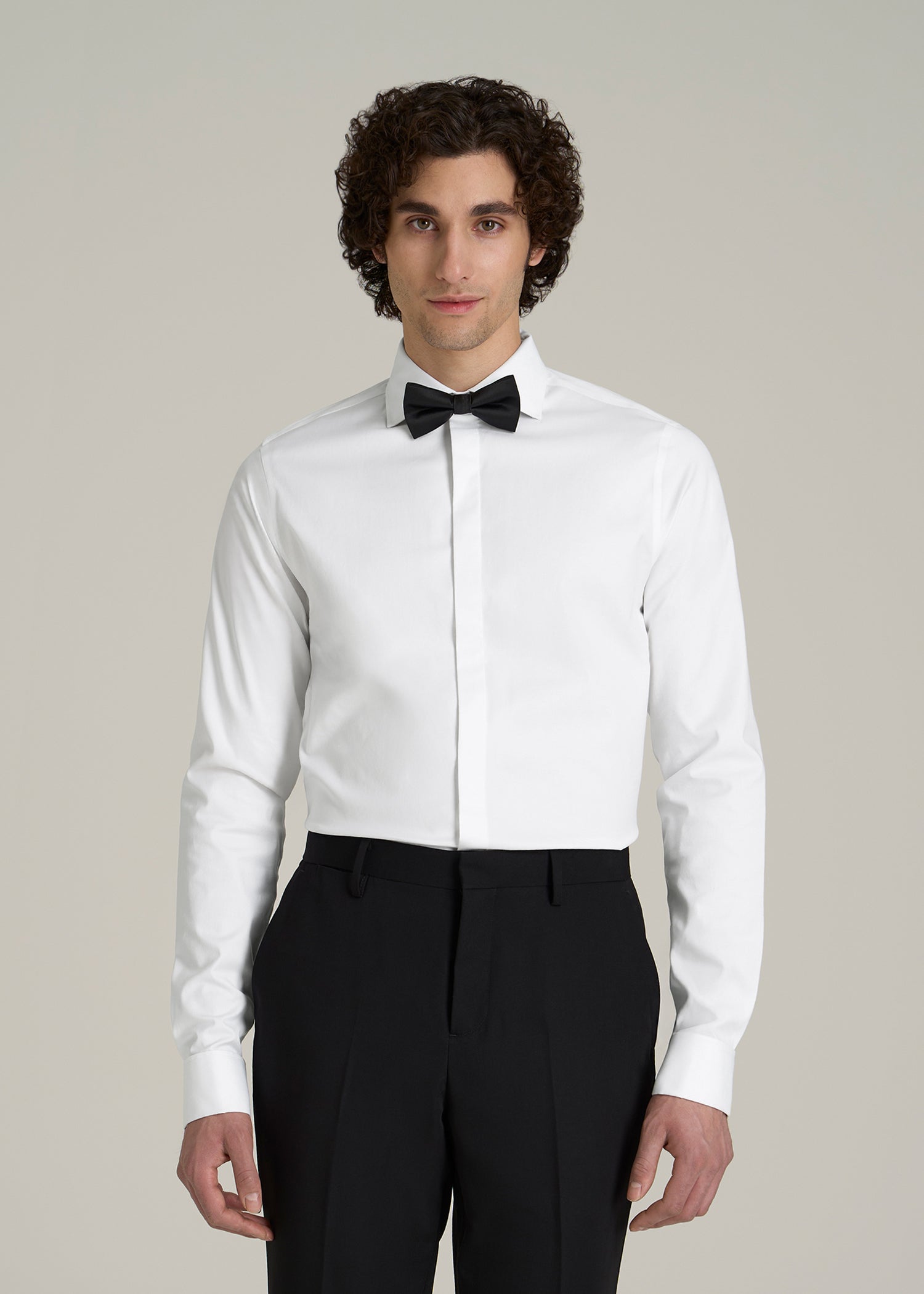 Tuxedo Shirt for Tall Men in White