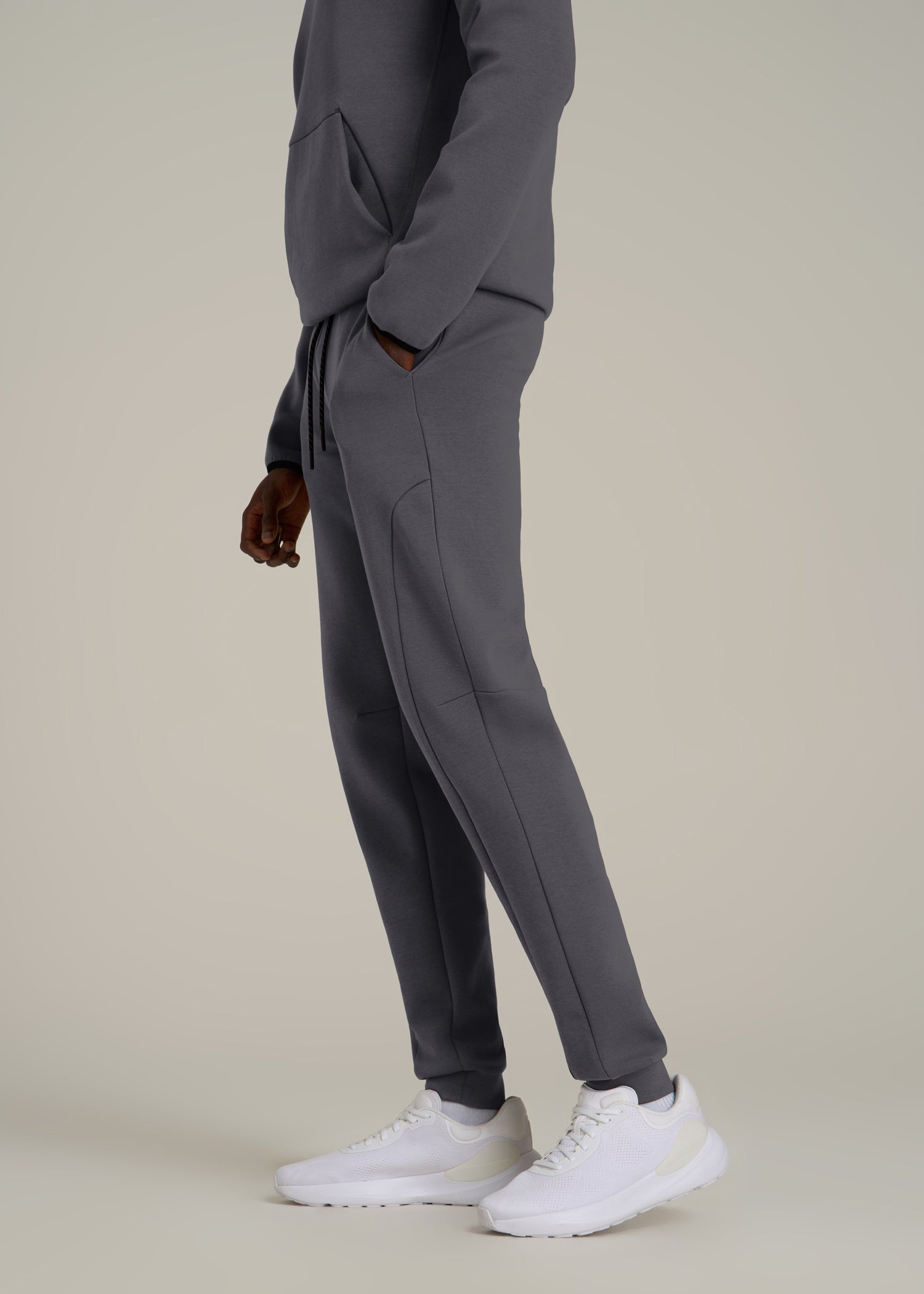 Tech Motion Fleece Joggers for Tall Men in Iron Grey