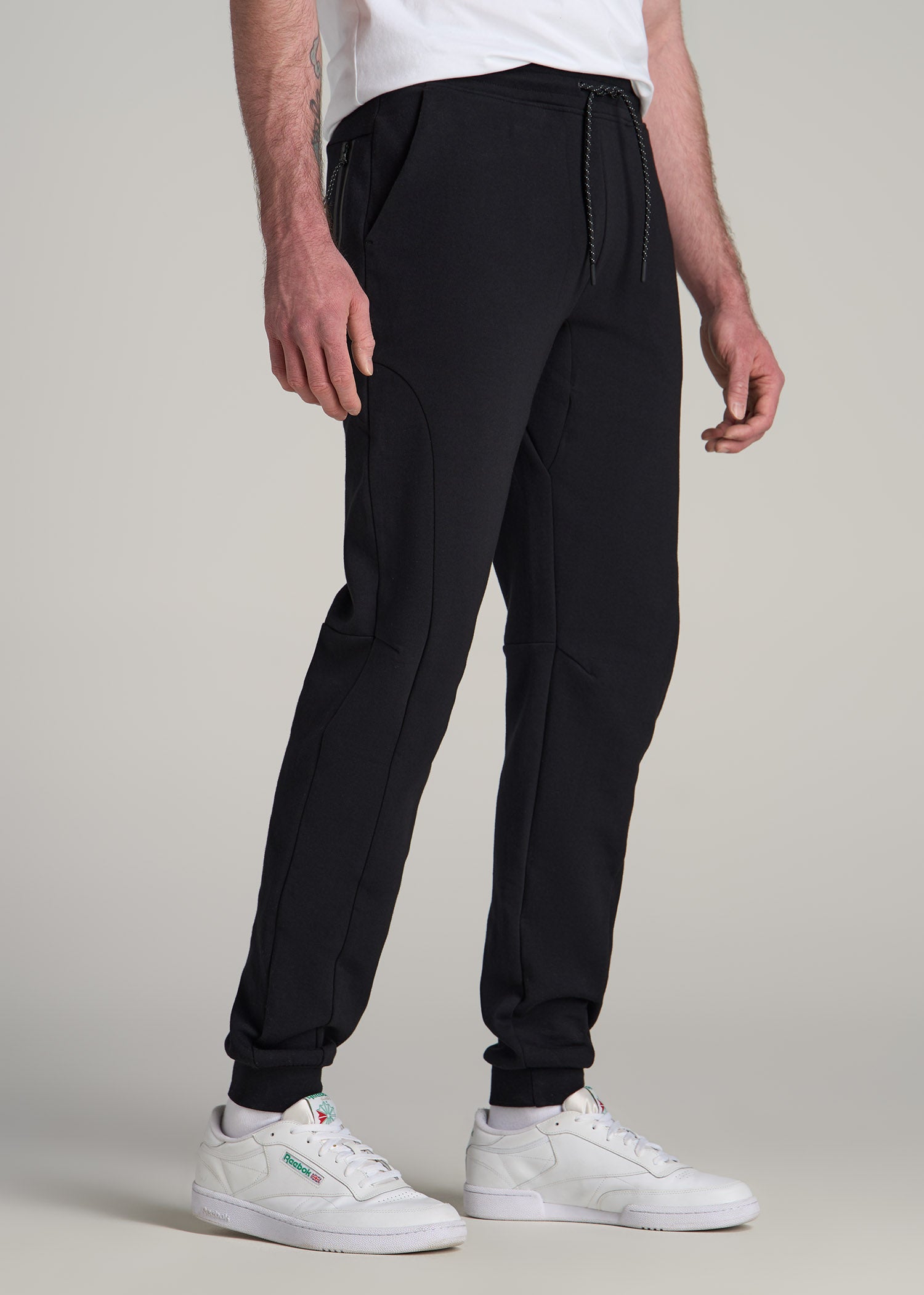 Tech Motion Fleece Joggers for Tall Men in Black