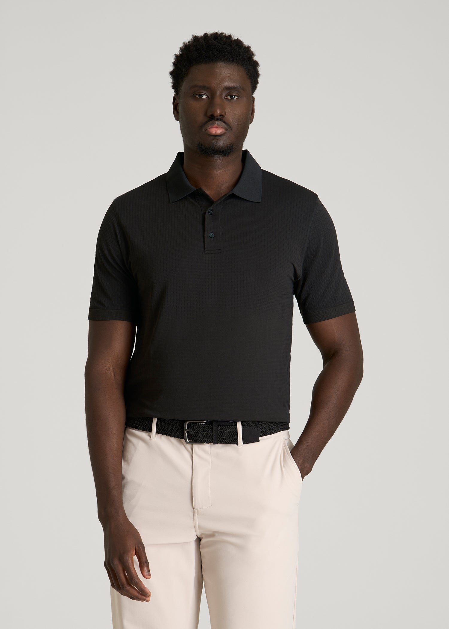 Performance Vented Golf Polo for Tall Men in Black