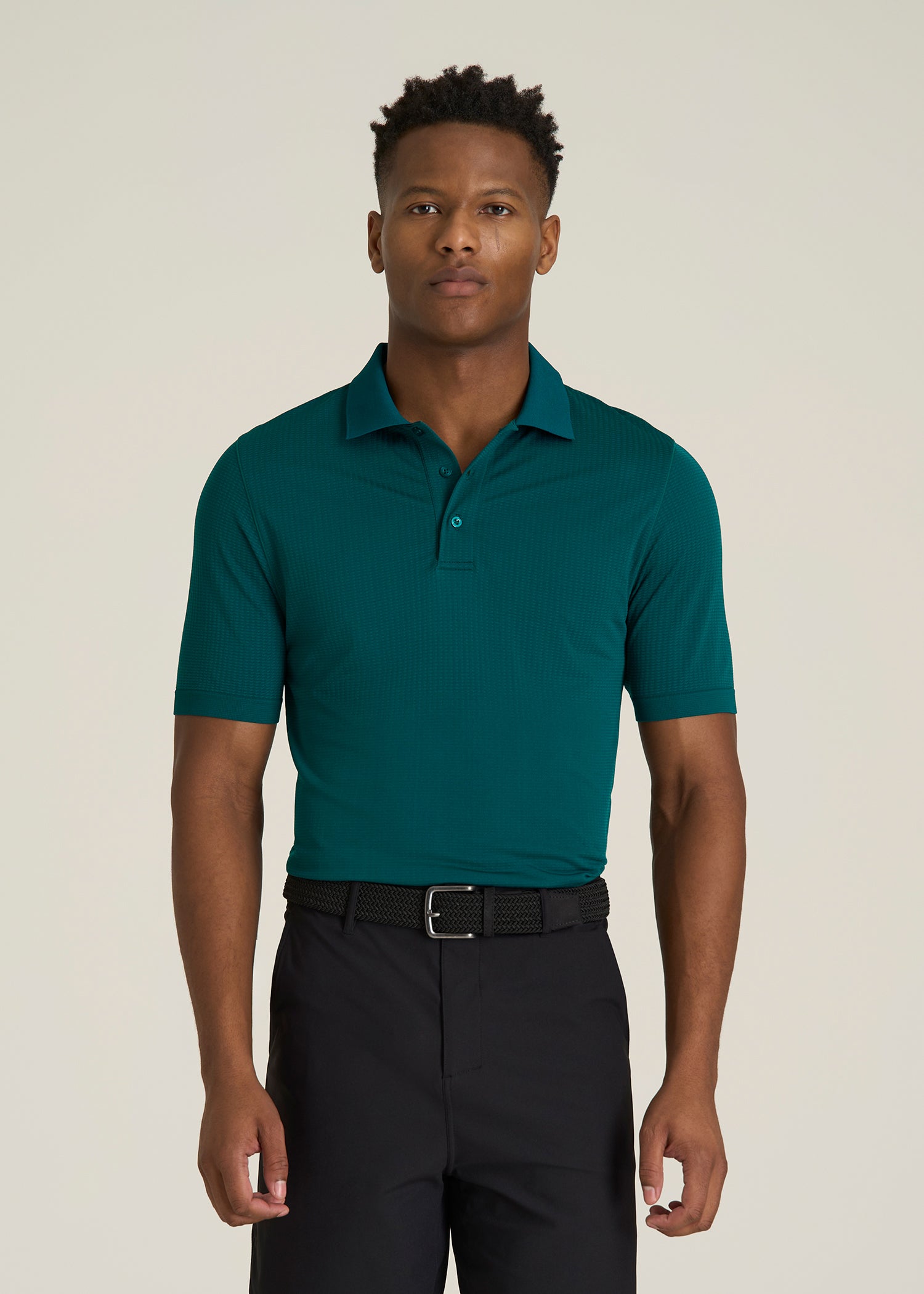 Performance Vented Golf Polo for Tall Men in Deep Teal