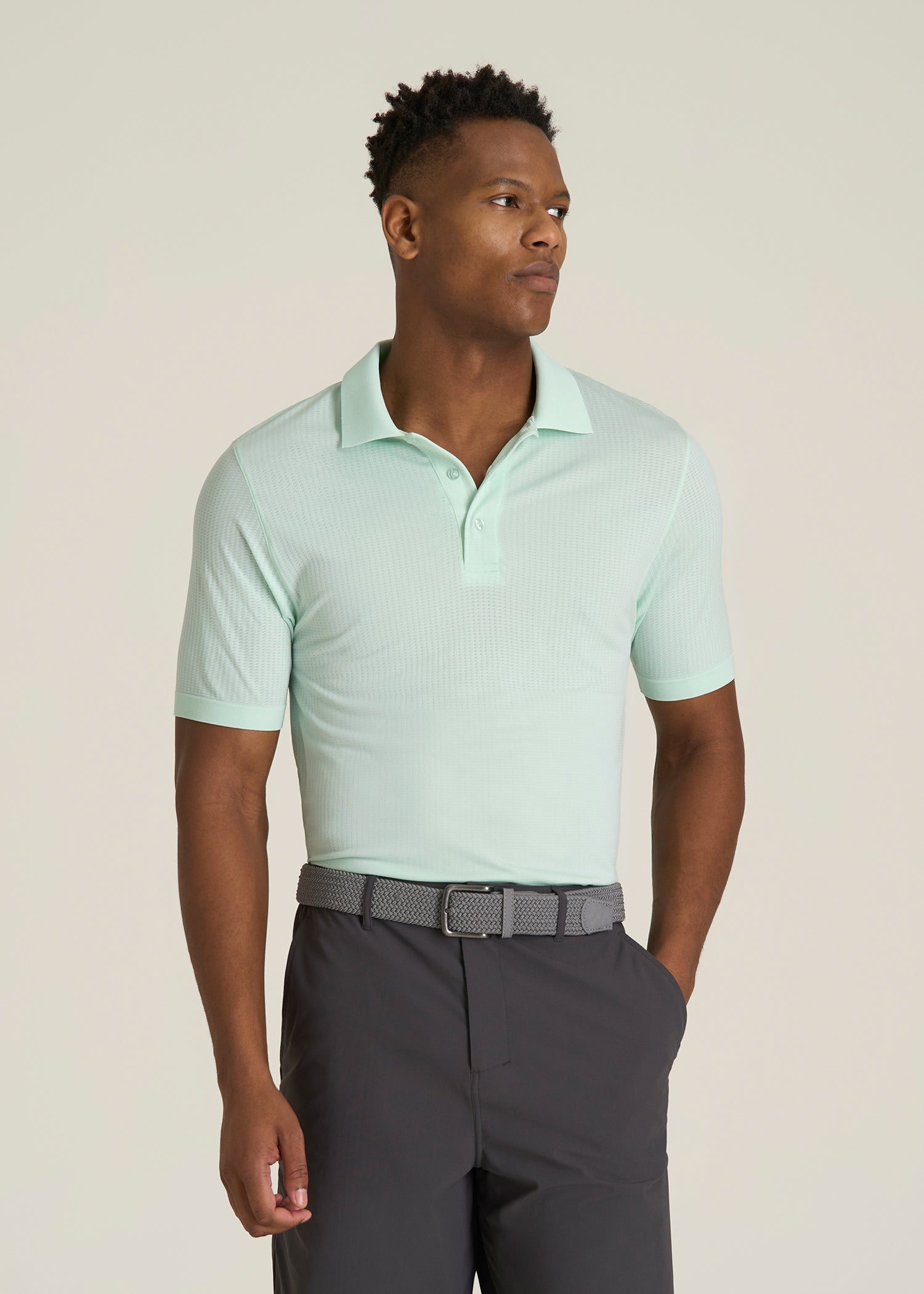 Performance Vented Golf Polo for Tall Men in Opal Blue
