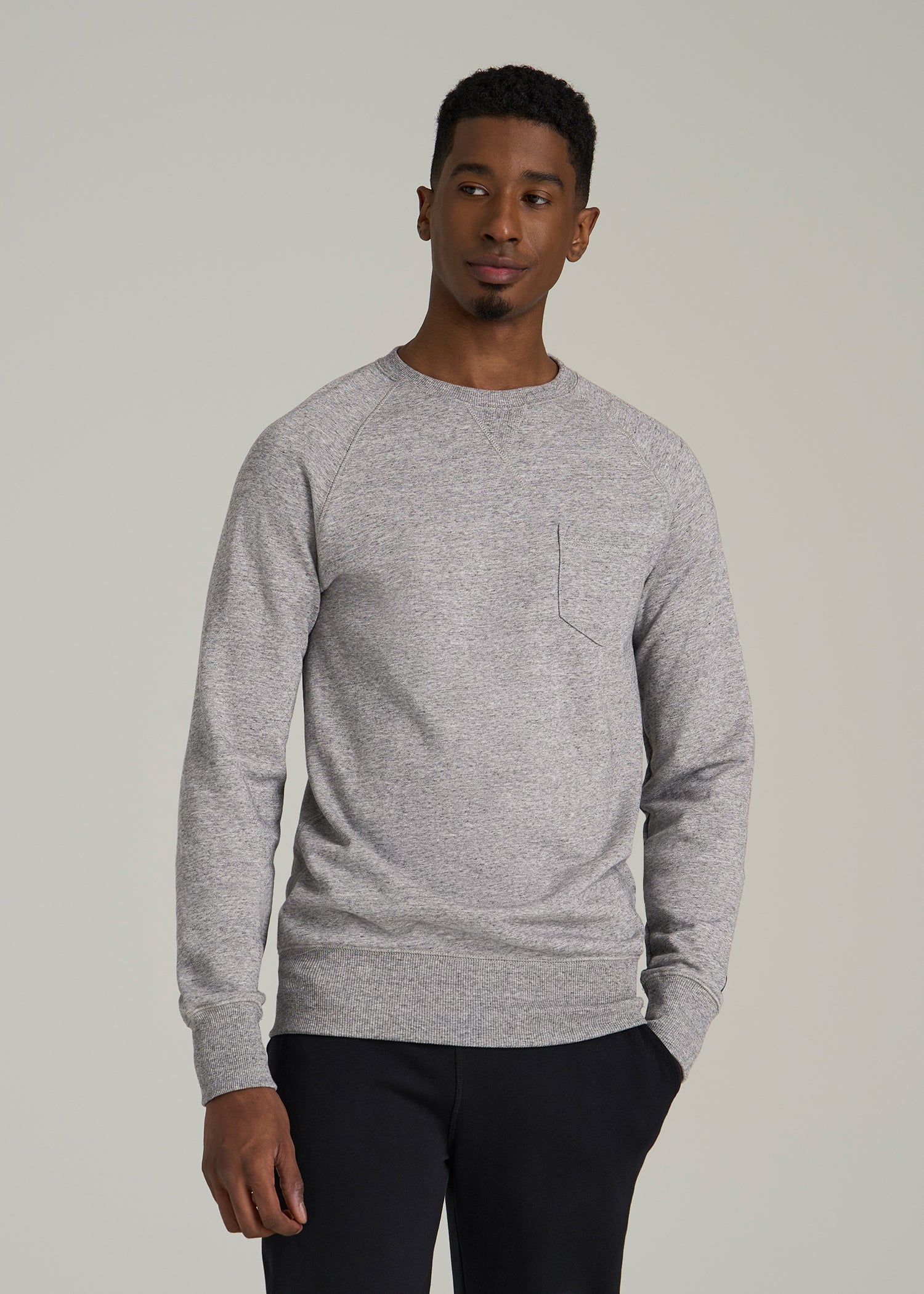 Wearever 2.0 French Terry Crewneck Sweatshirt for Tall Men in Heathered Grey