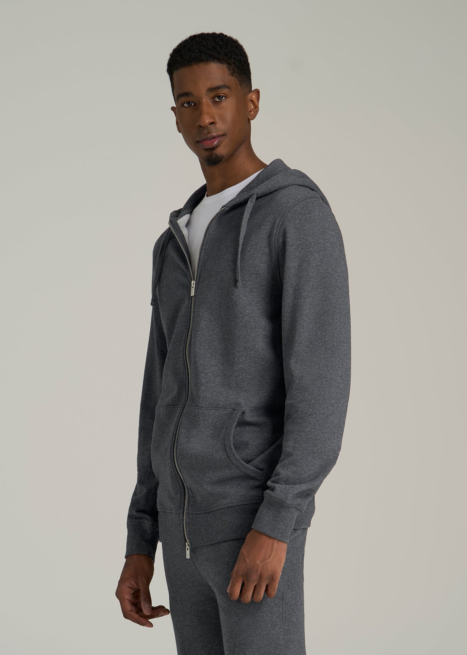 Wearever 2.0 French Terry Full-Zip Hoodie for Tall Men in Charcoal Mix