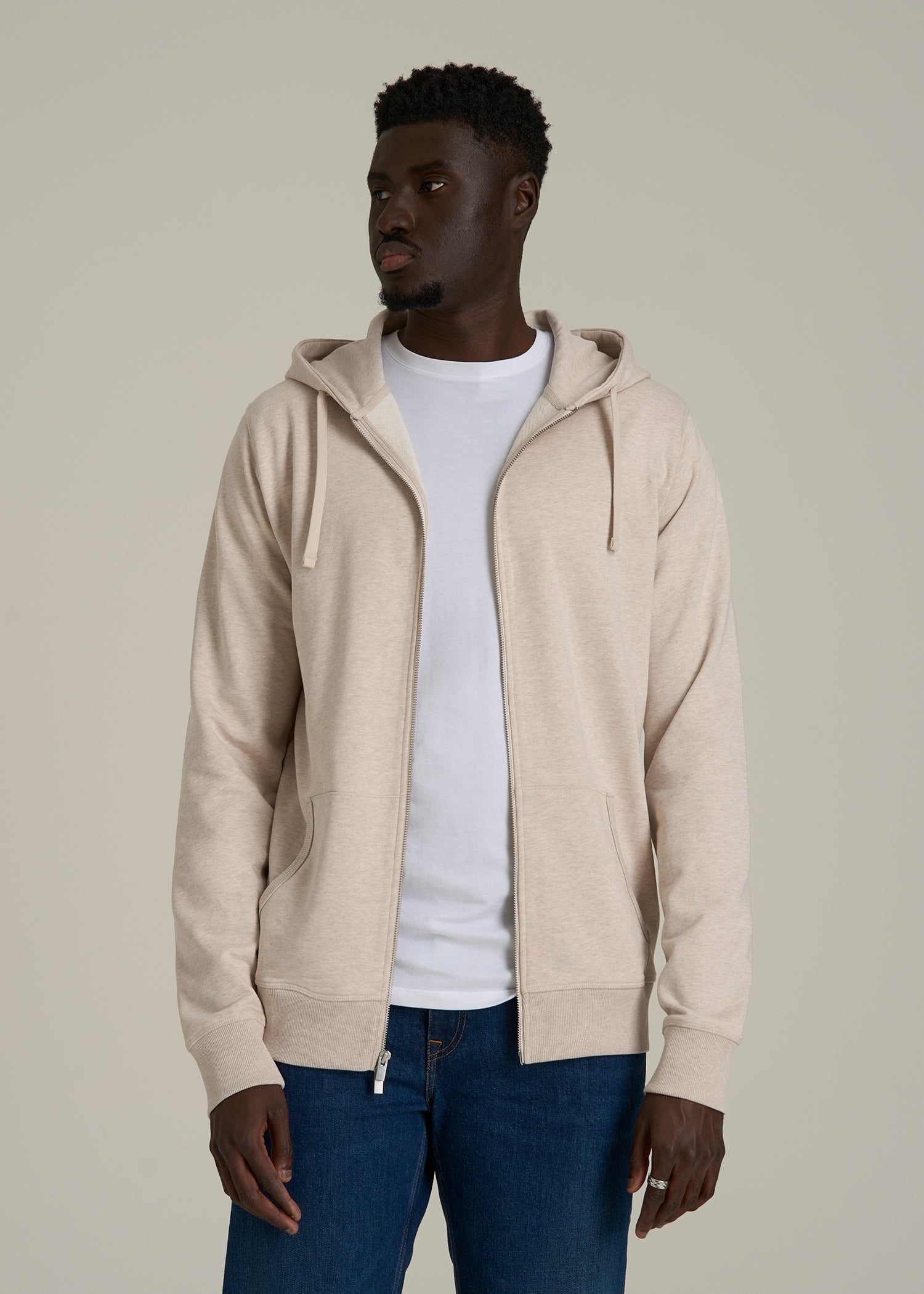 Wearever French Terry Full Zip Hoodie 2.0 in Oatmeal Mix